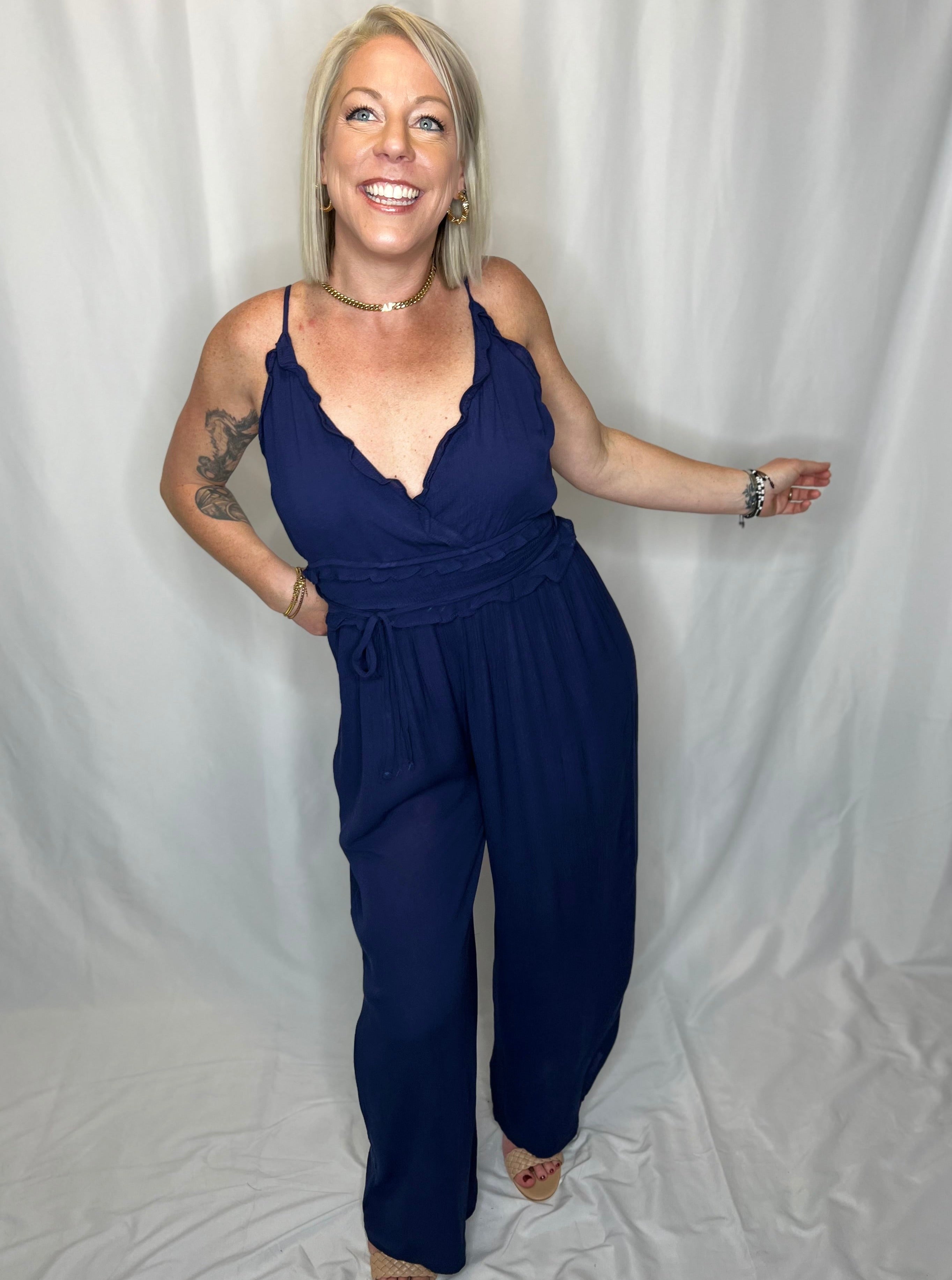Amber Jumpsuit in Navy Blue