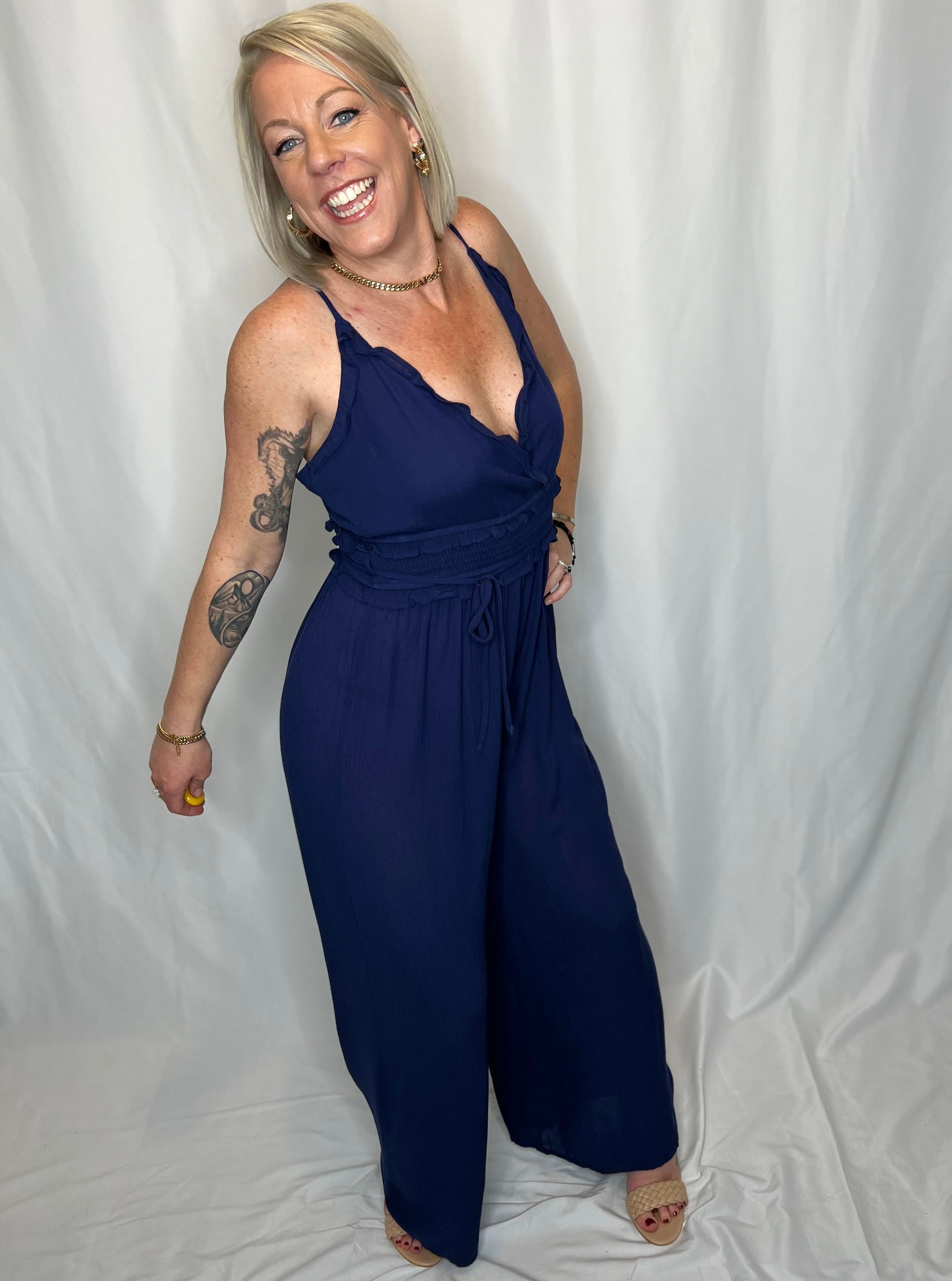 Amber Jumpsuit in Navy Blue