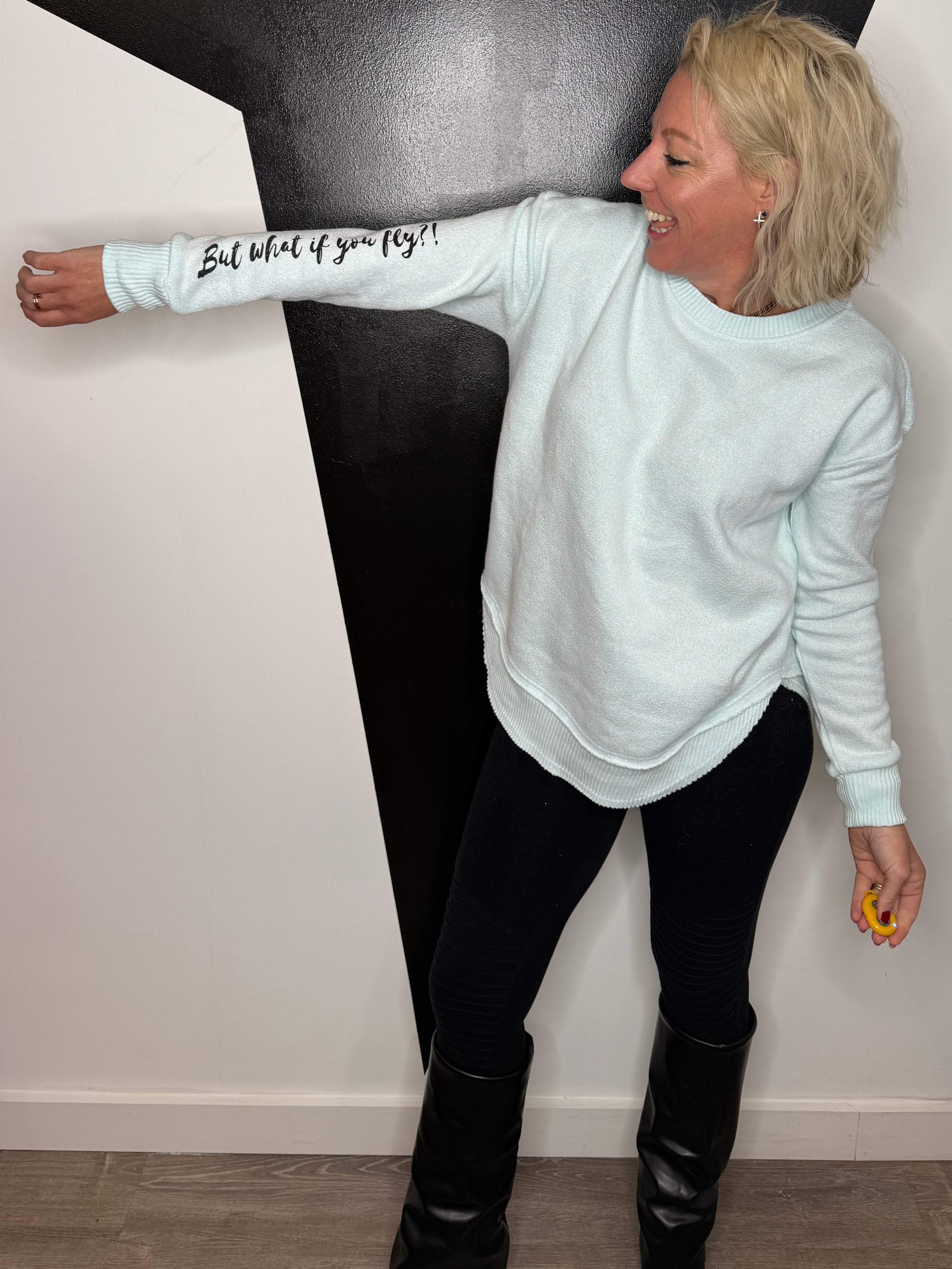 You Fly Pullover in Aqua