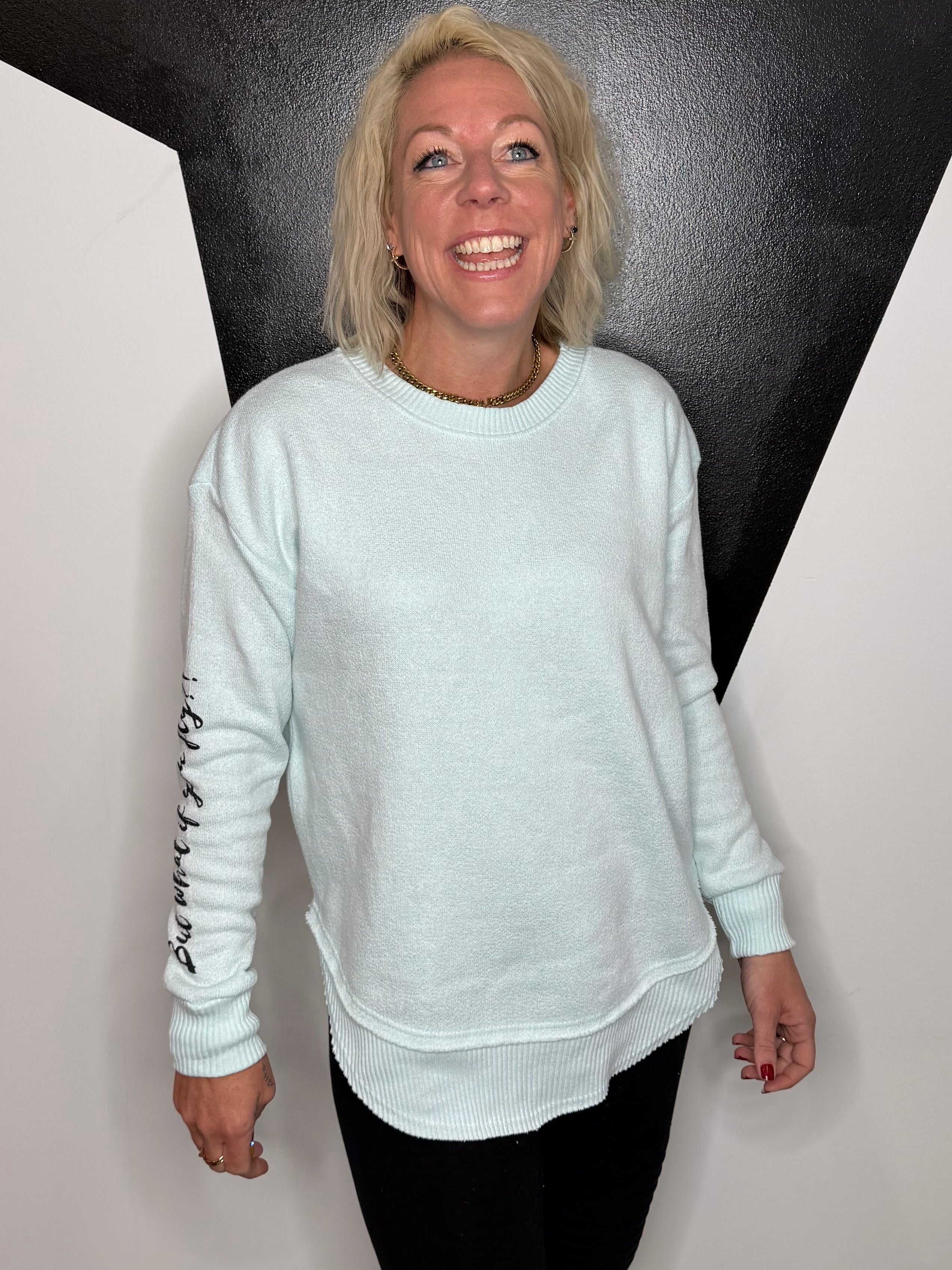 You Fly Pullover in Aqua