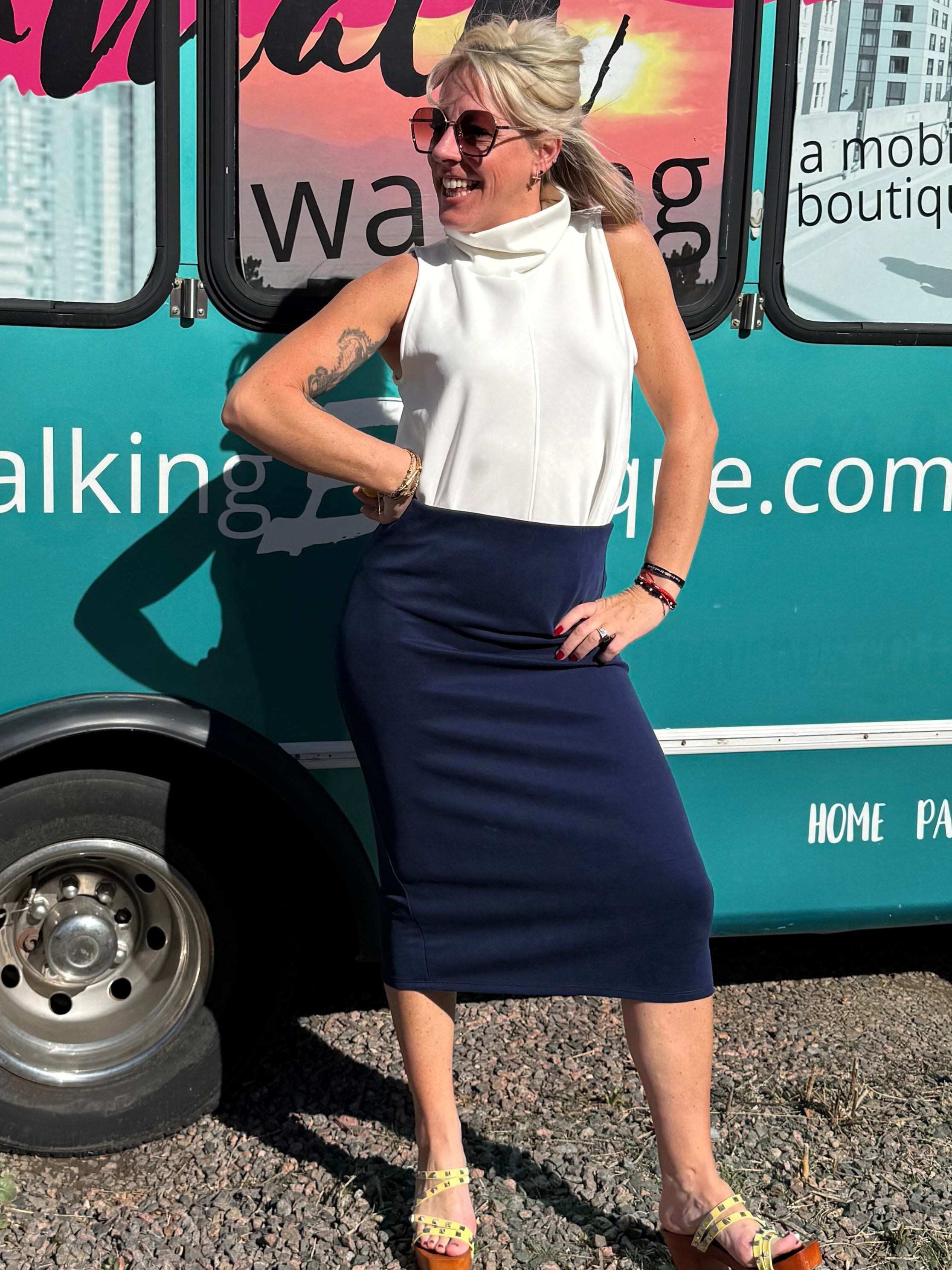 Parisa Scuba Turtleneck Tank in Off White