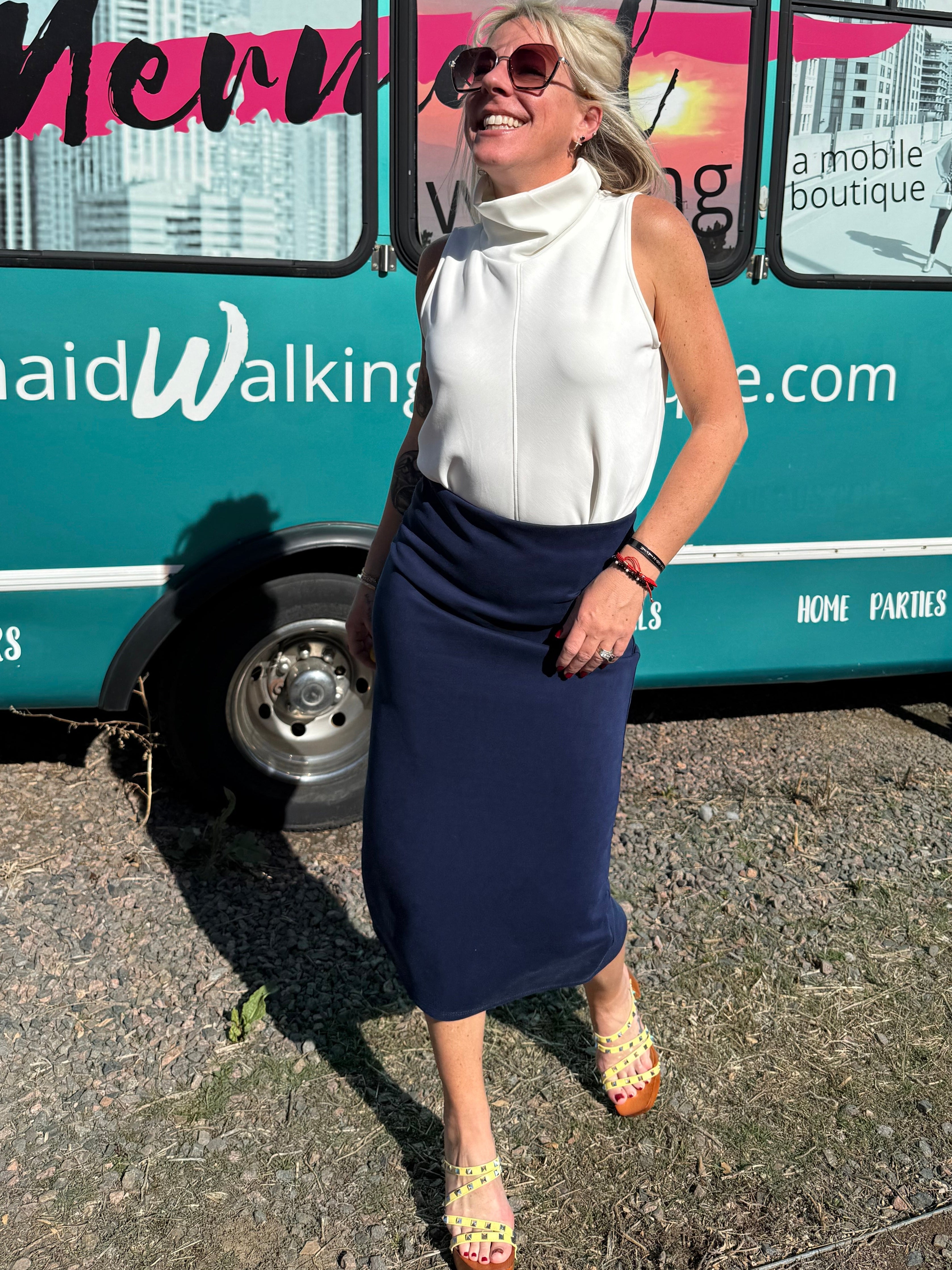 Parisa Scuba Turtleneck Tank in Off White