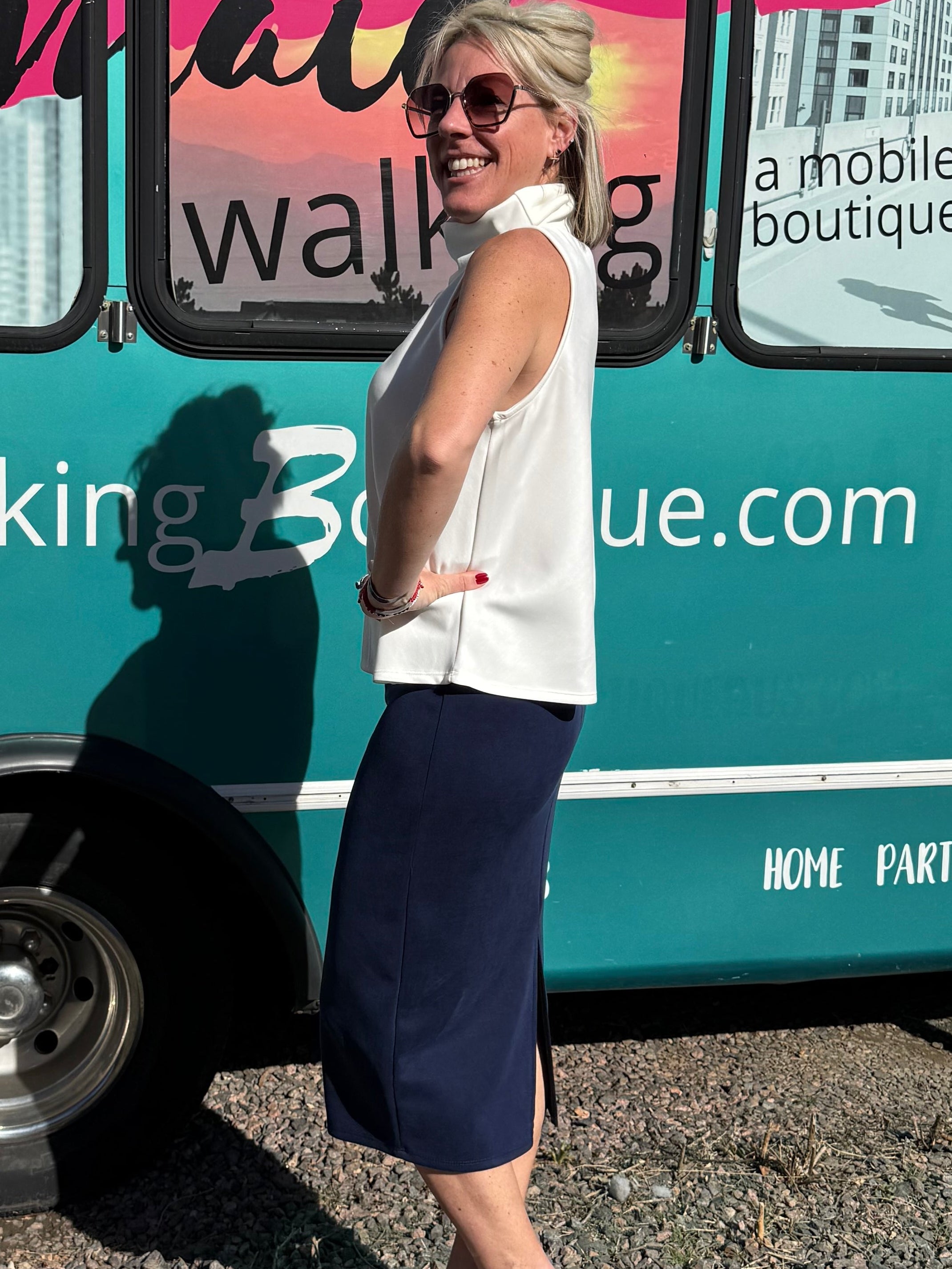 Parisa Scuba Turtleneck Tank in Off White