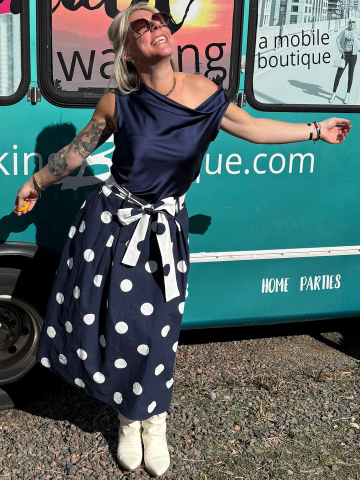 Sadie Silky Top in Navy