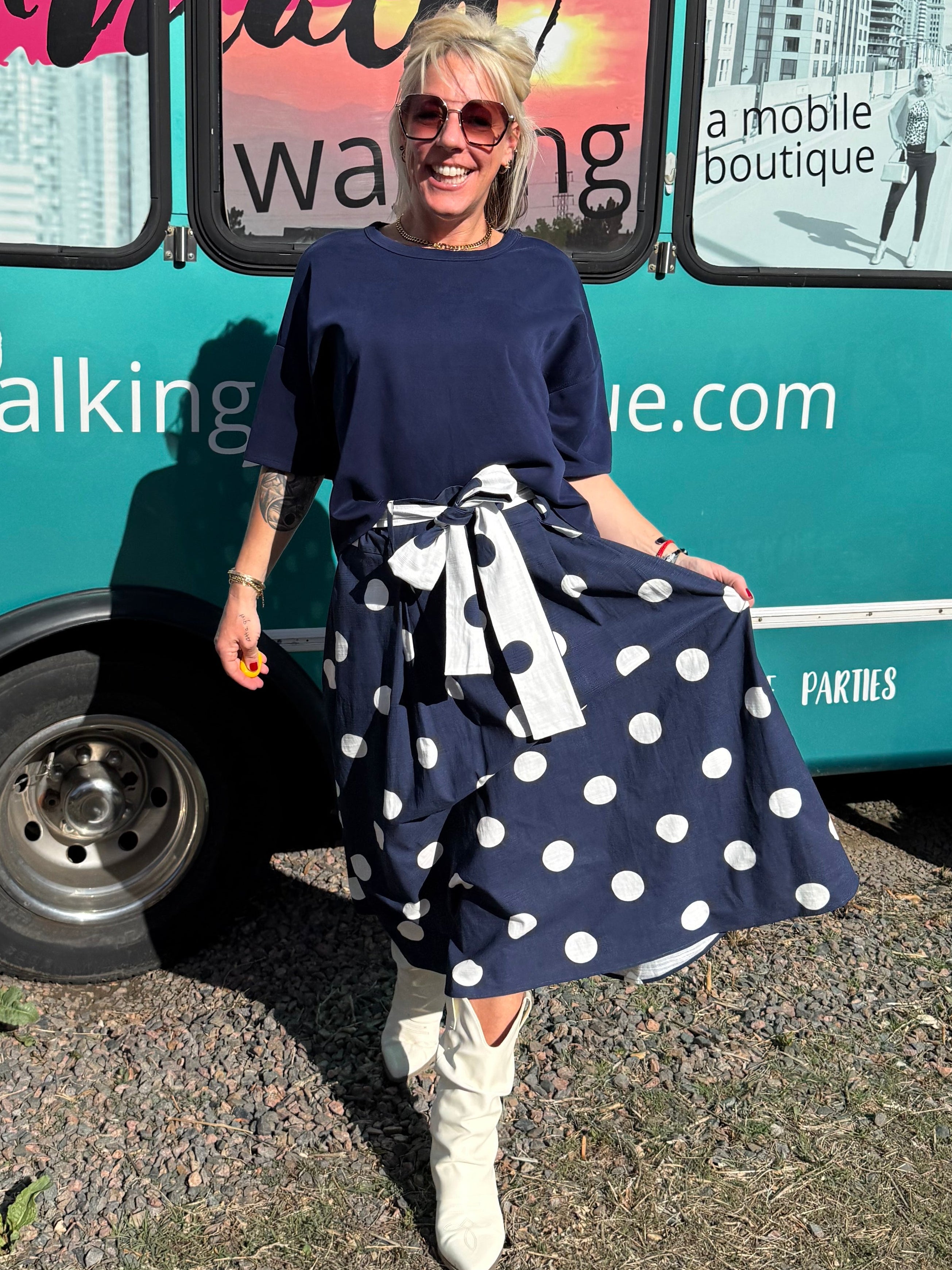 Parisa Scuba Tee Top in Navy