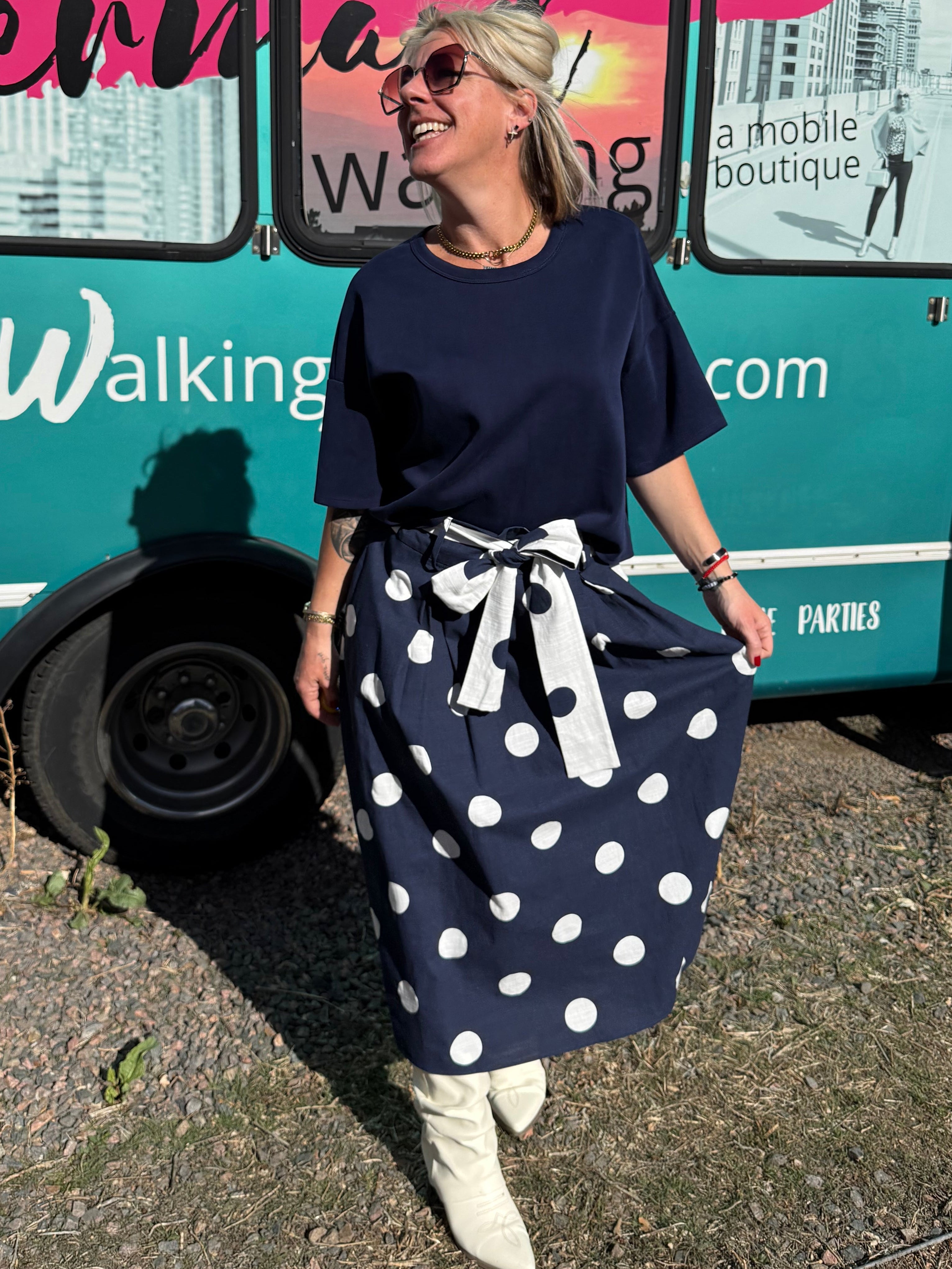 Parisa Scuba Tee Top in Navy