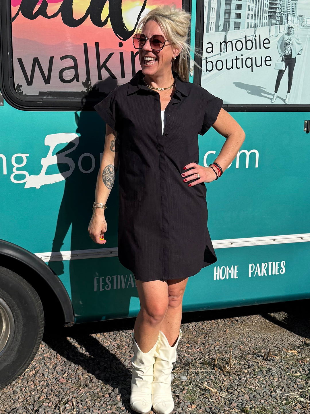 Zina Button Down Shirt Dress