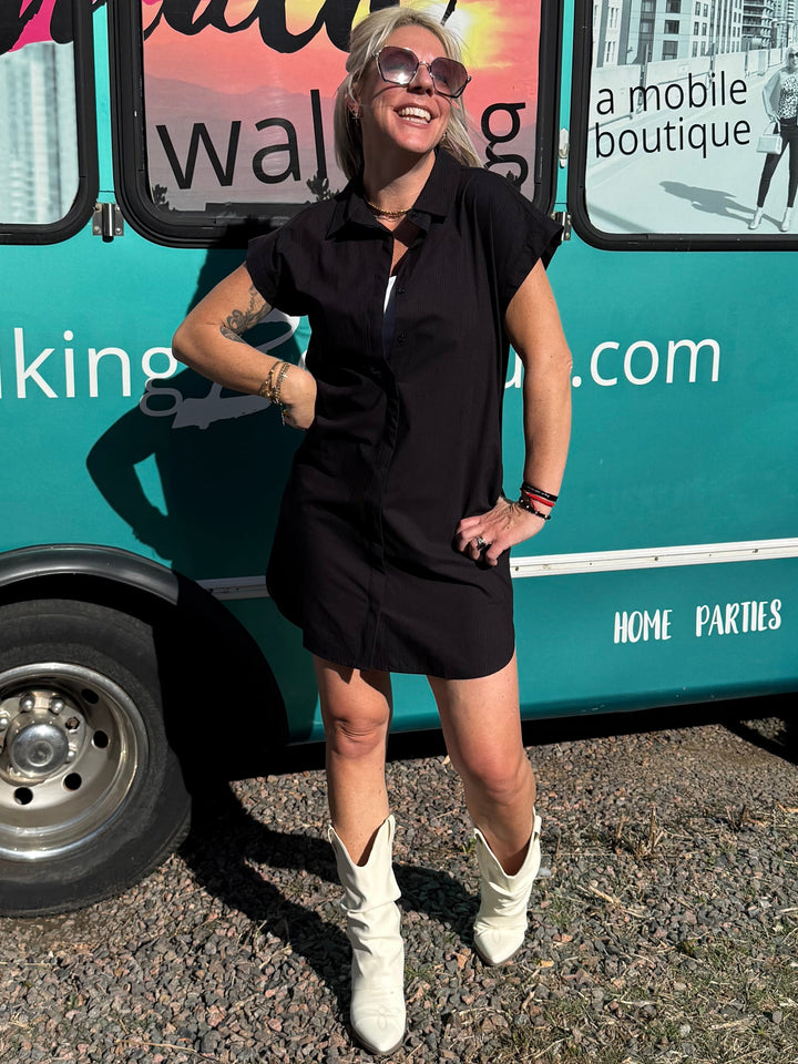 Zina Button Down Shirt Dress