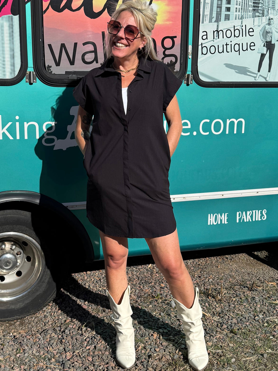 Zina Button Down Shirt Dress