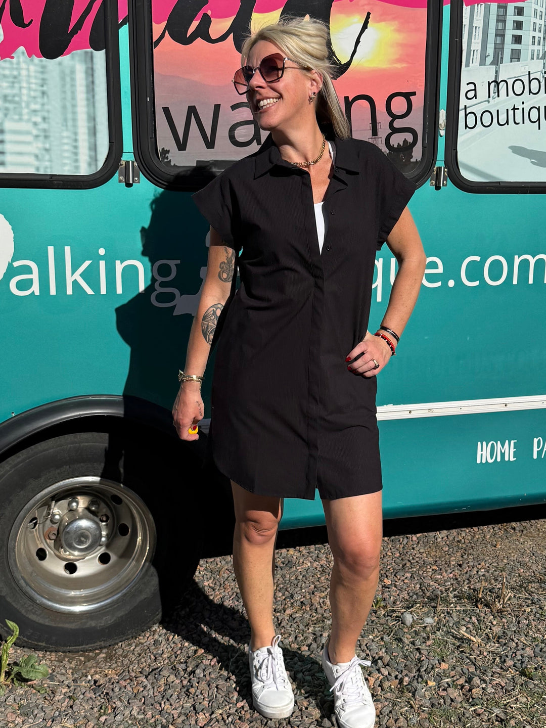 Zina Button Down Shirt Dress