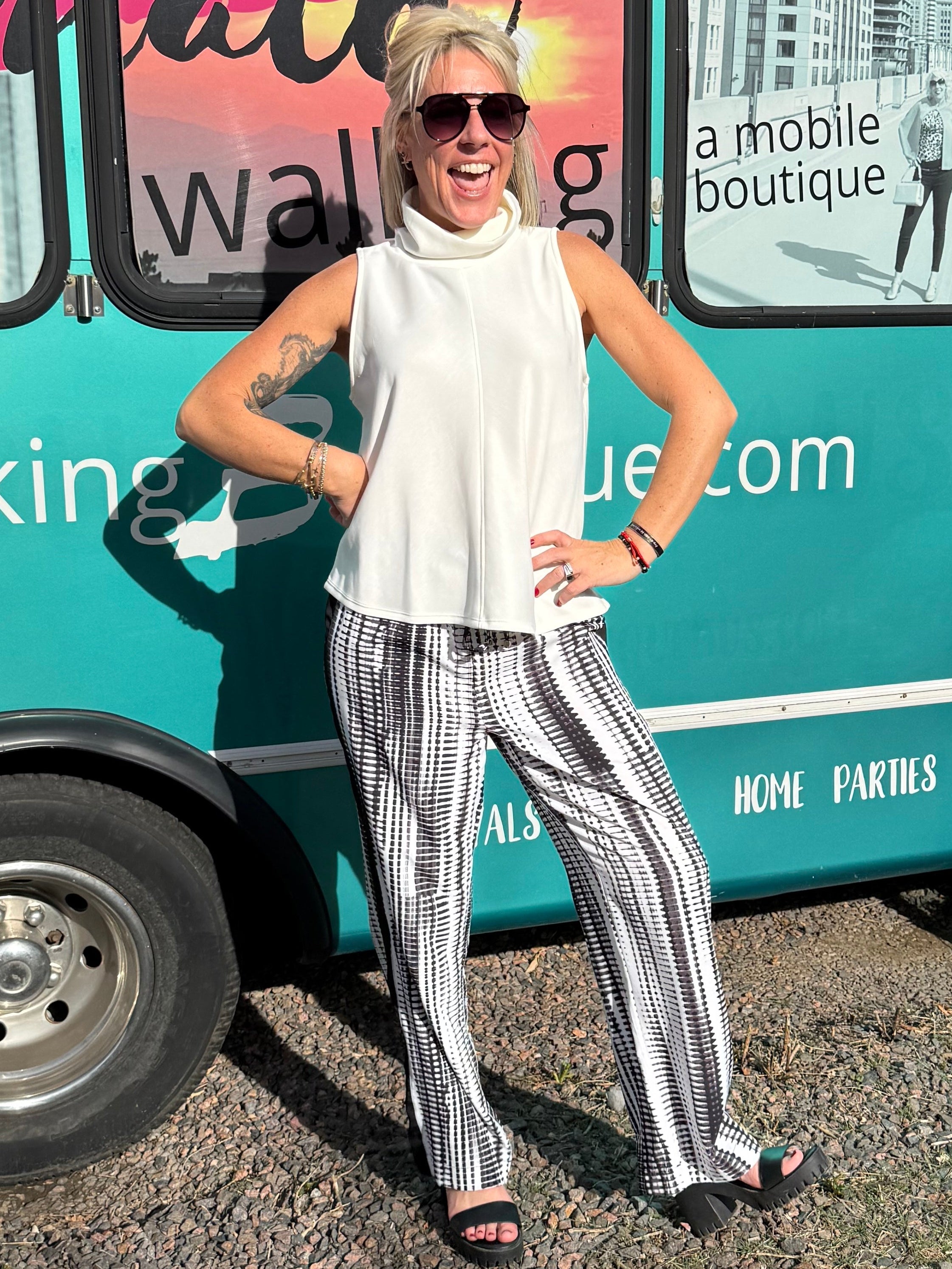 Parisa Scuba Turtleneck Tank in Off White