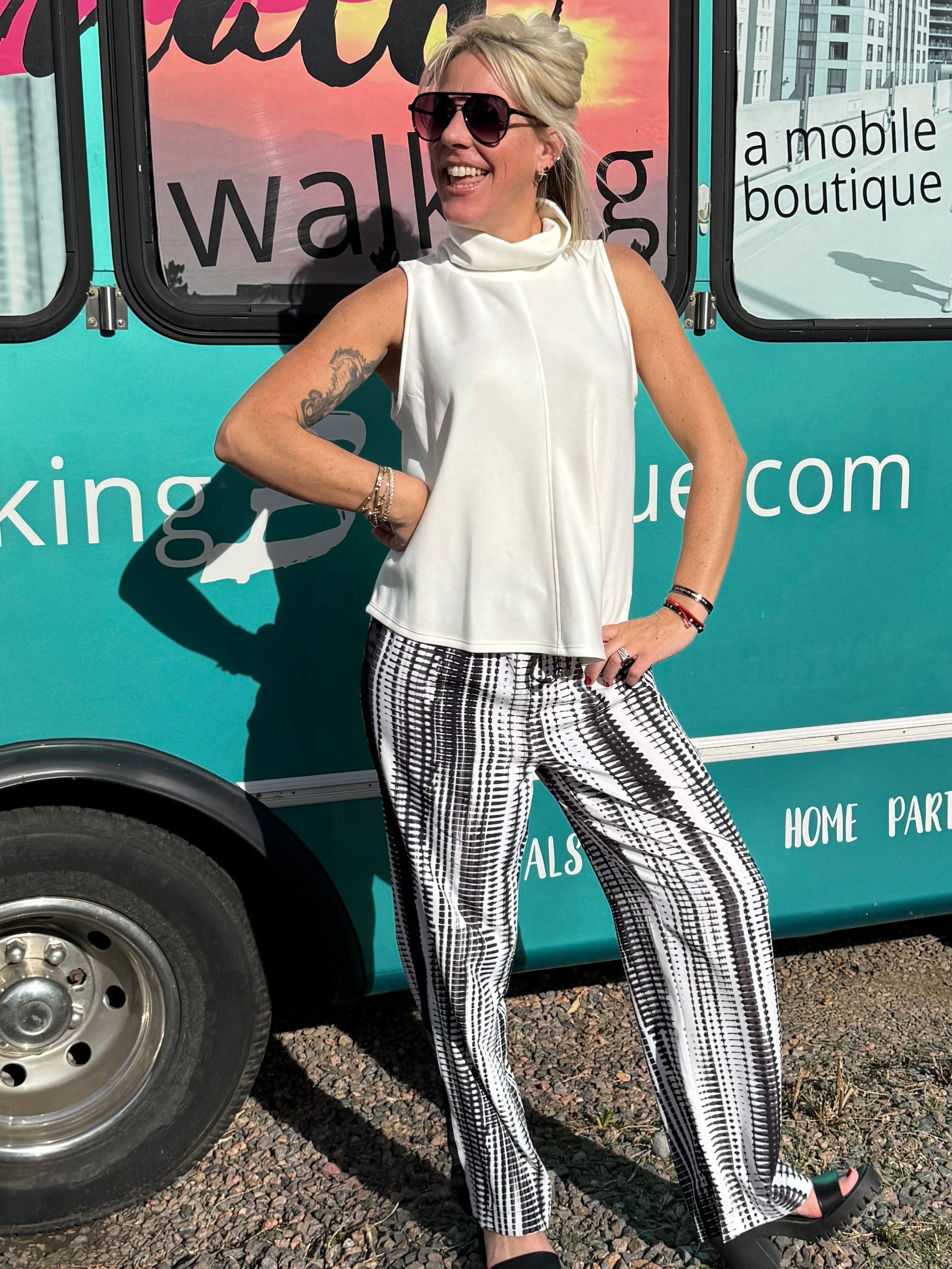 Parisa Scuba Turtleneck Tank in Off White