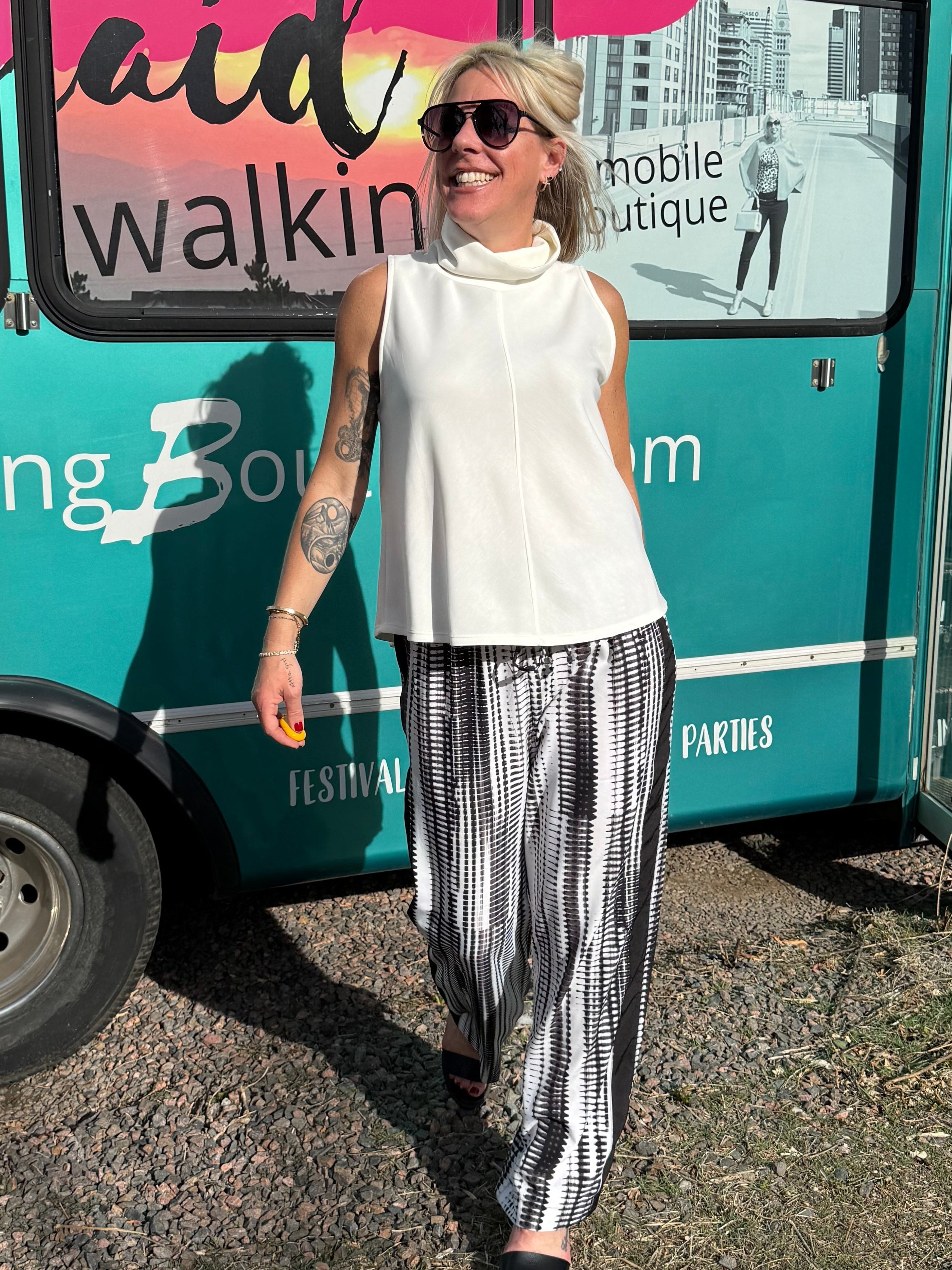 Parisa Scuba Turtleneck Tank in Off White