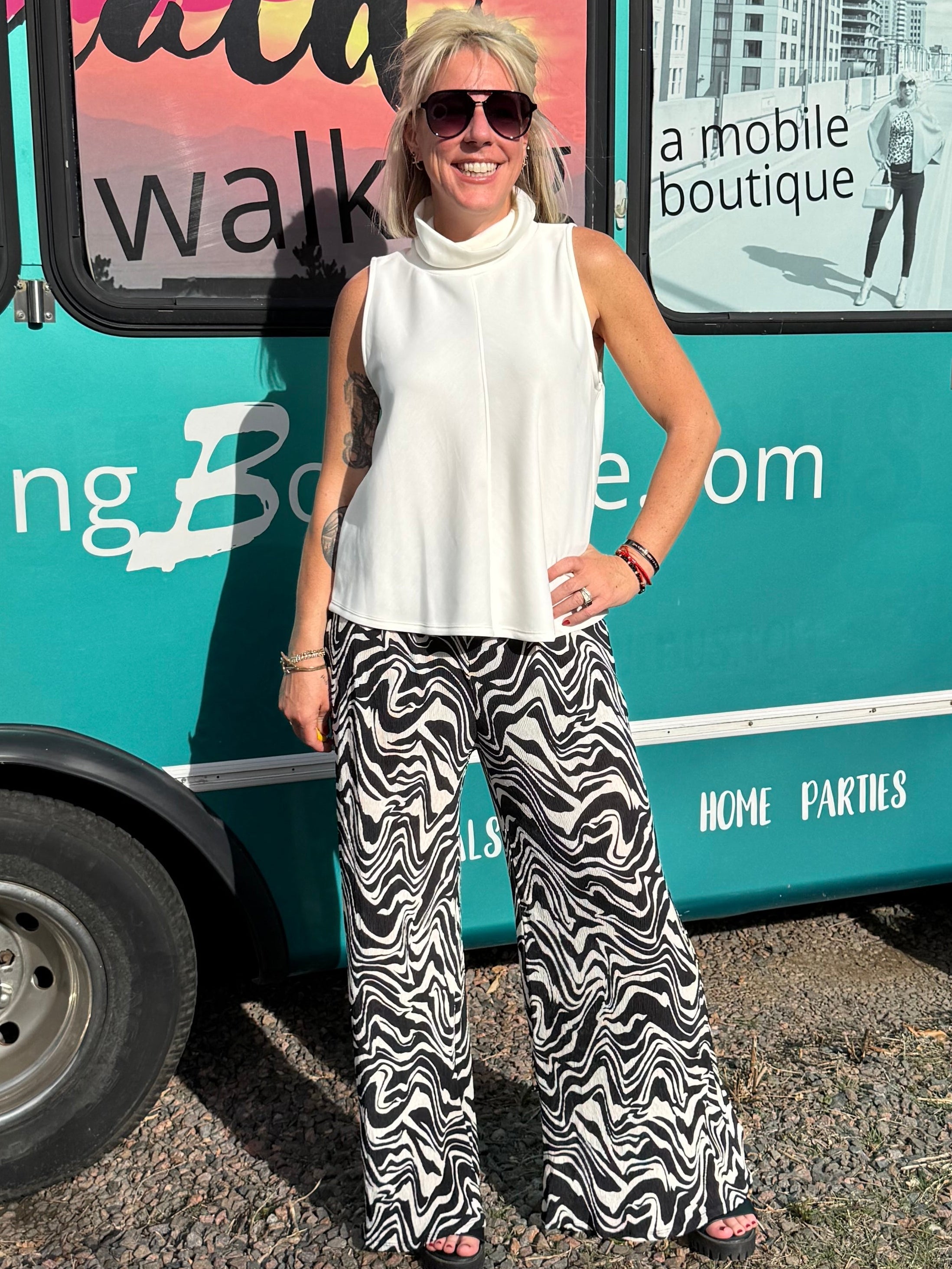 Parisa Scuba Turtleneck Tank in Off White