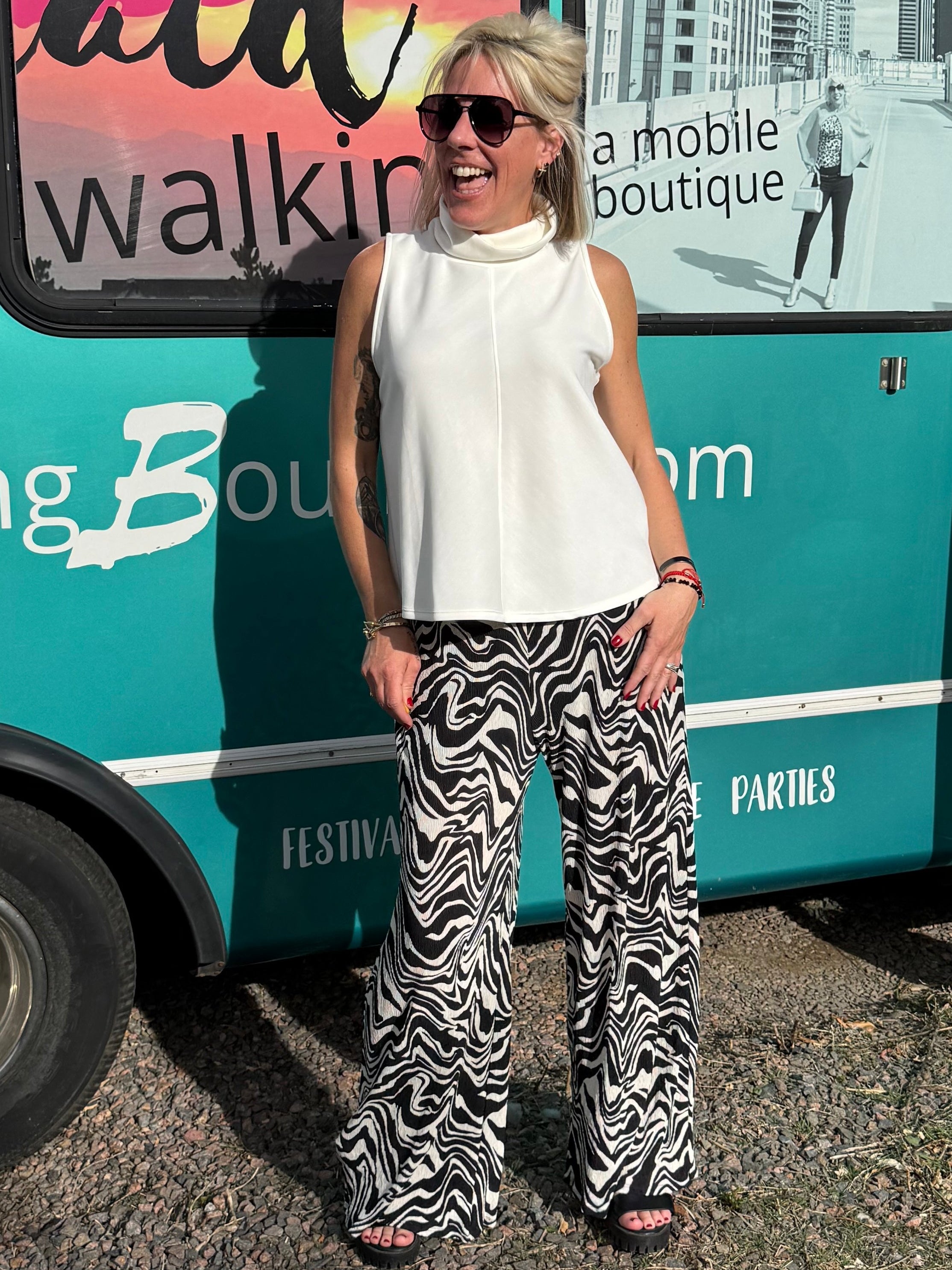 Parisa Scuba Turtleneck Tank in Off White