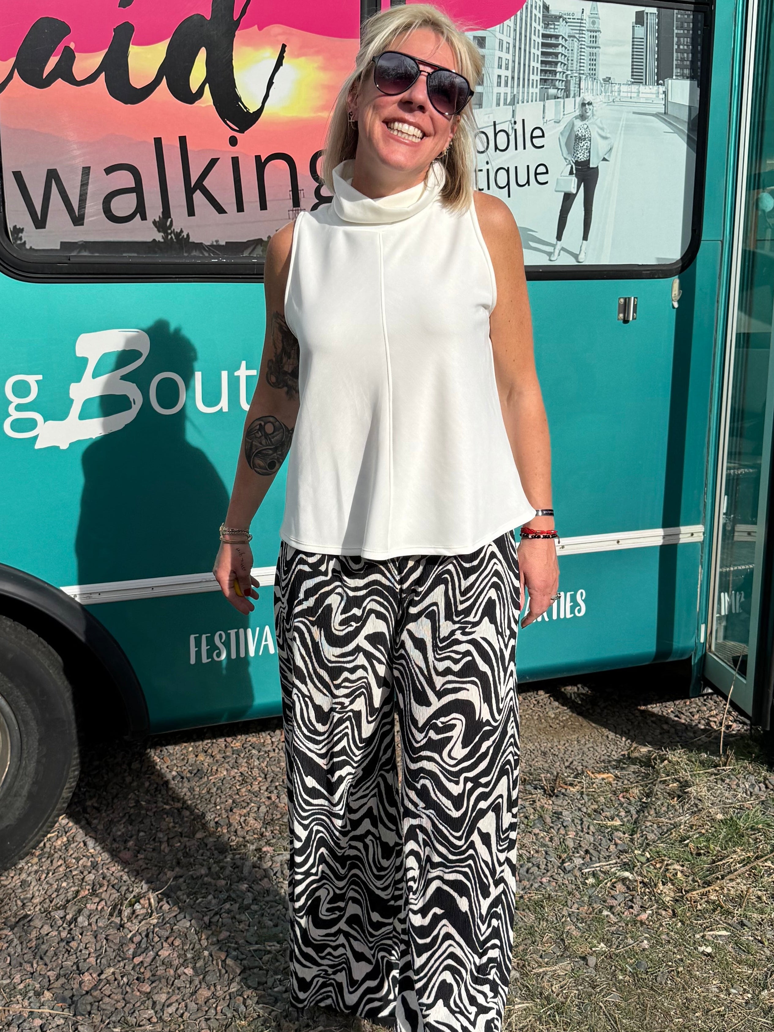 Parisa Scuba Turtleneck Tank in Off White