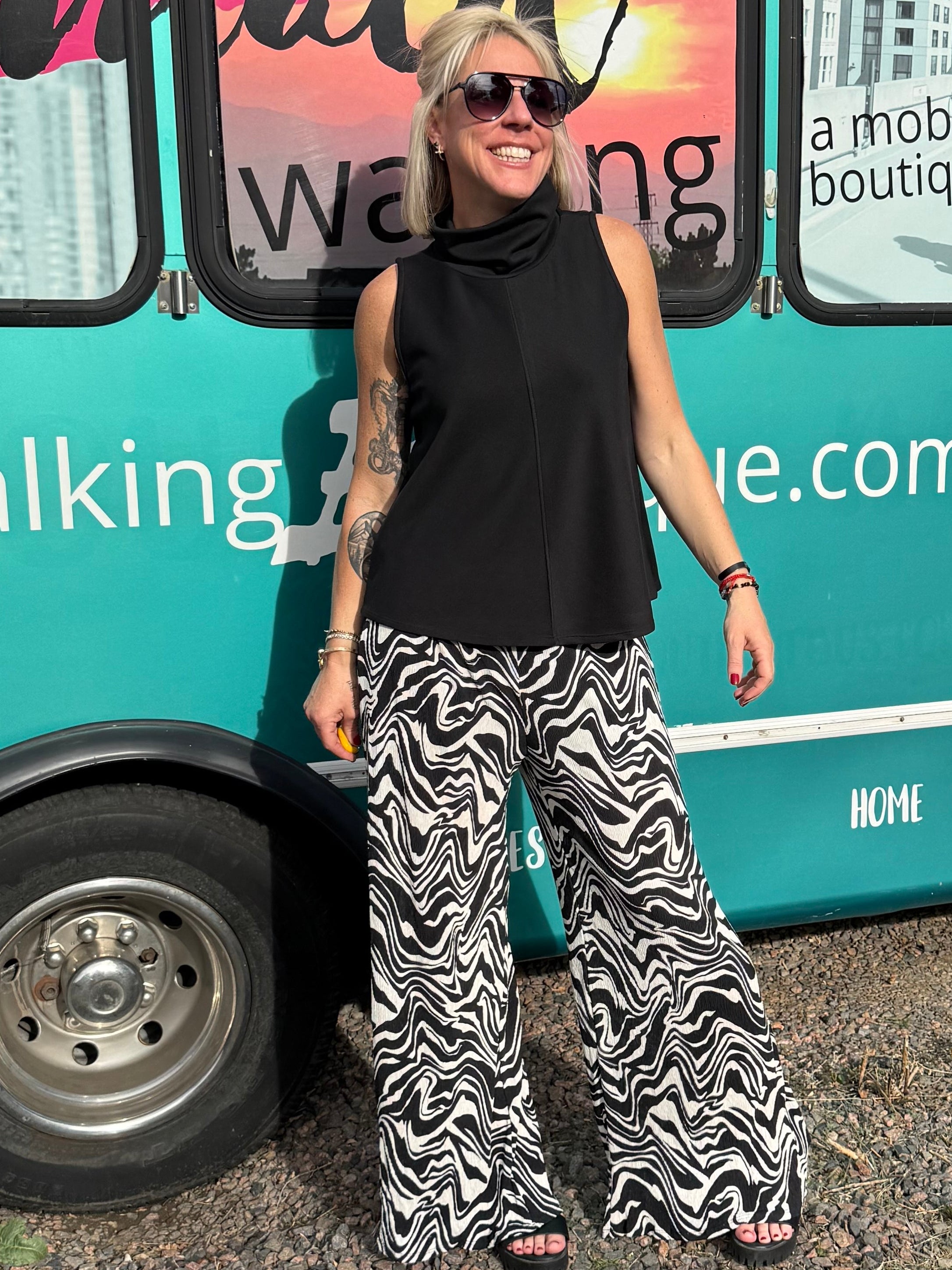 Parisa Scuba Turtleneck Tank in Black