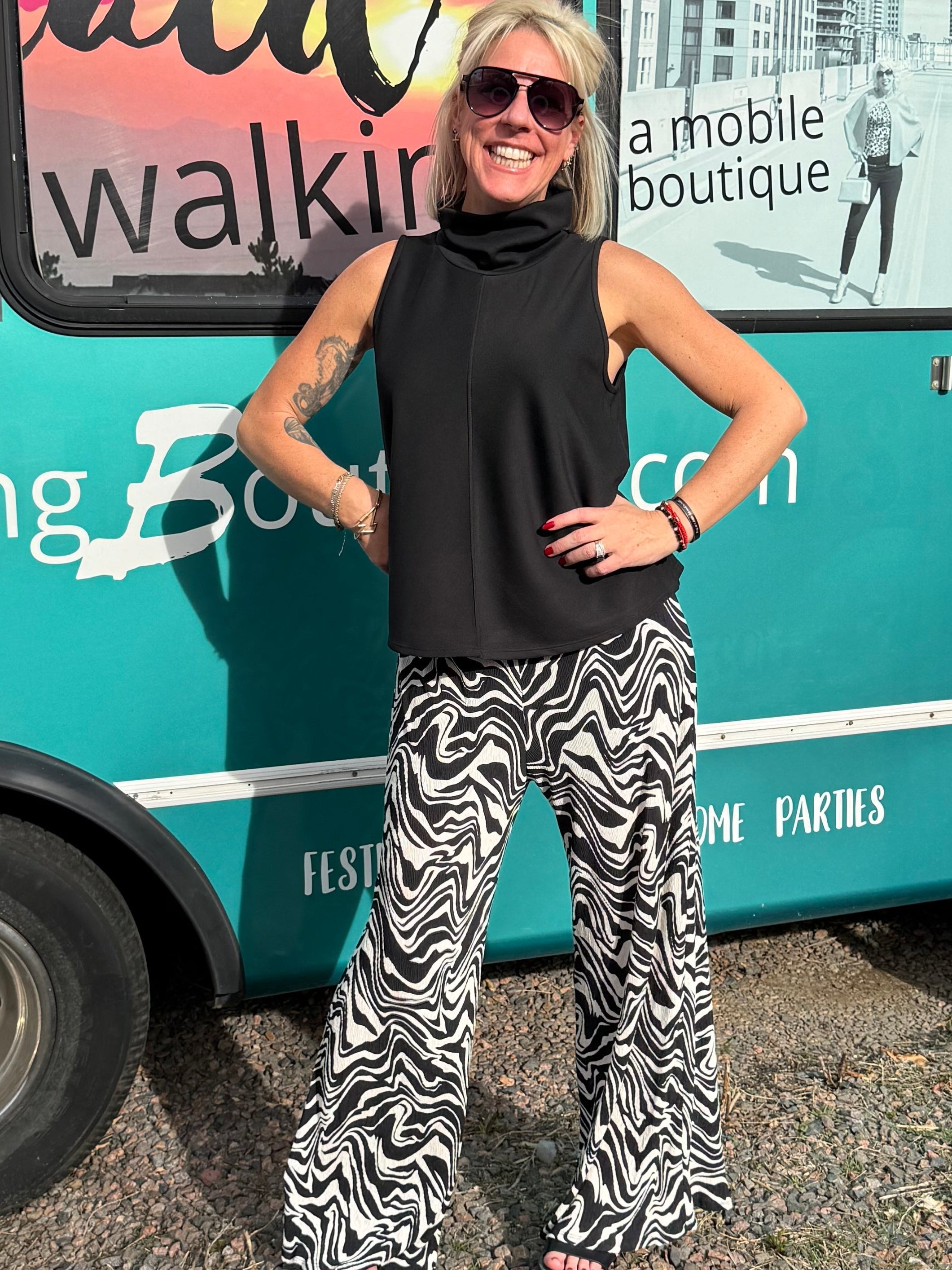 Parisa Scuba Turtleneck Tank in Black