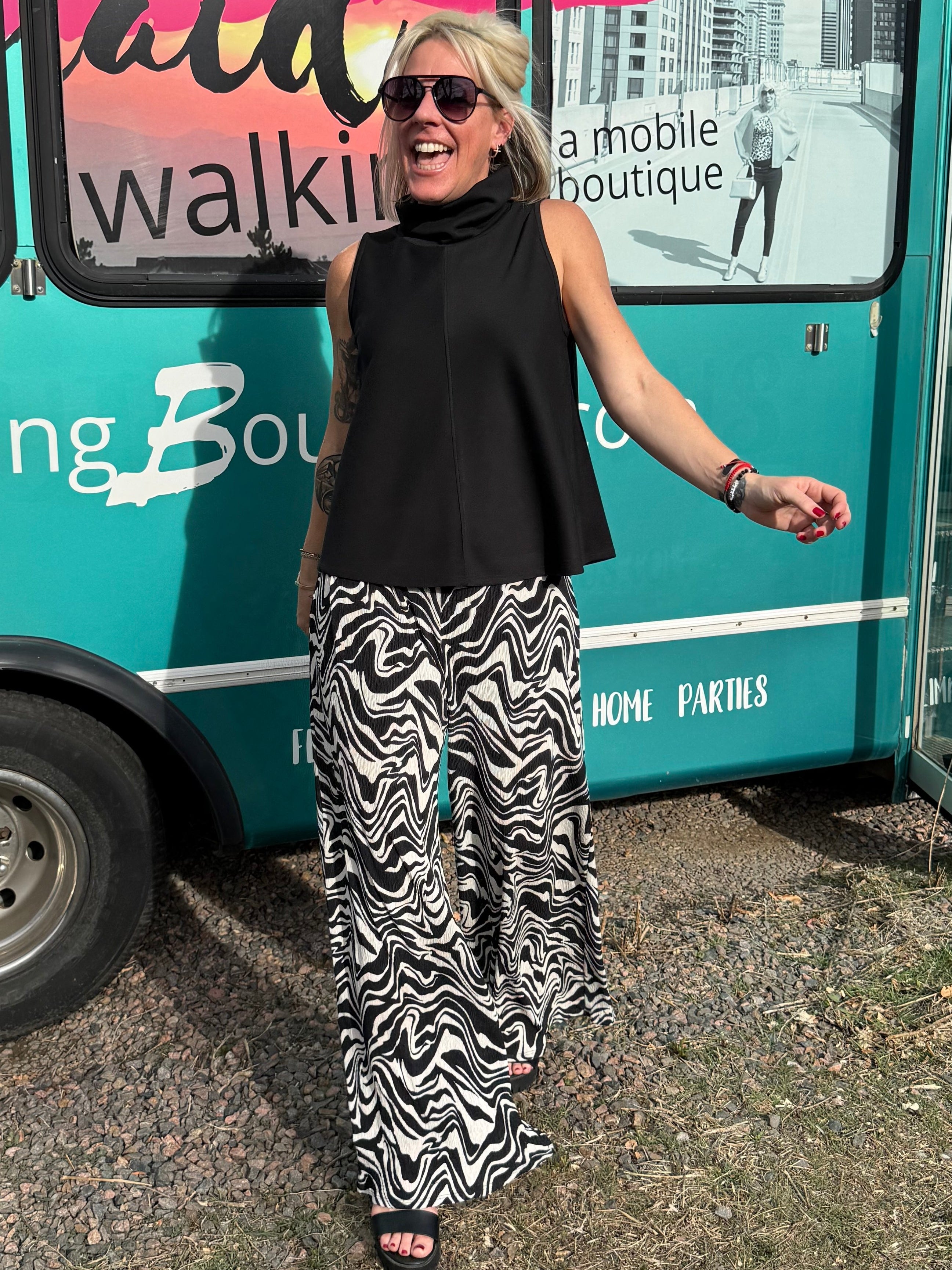 Parisa Scuba Turtleneck Tank in Black