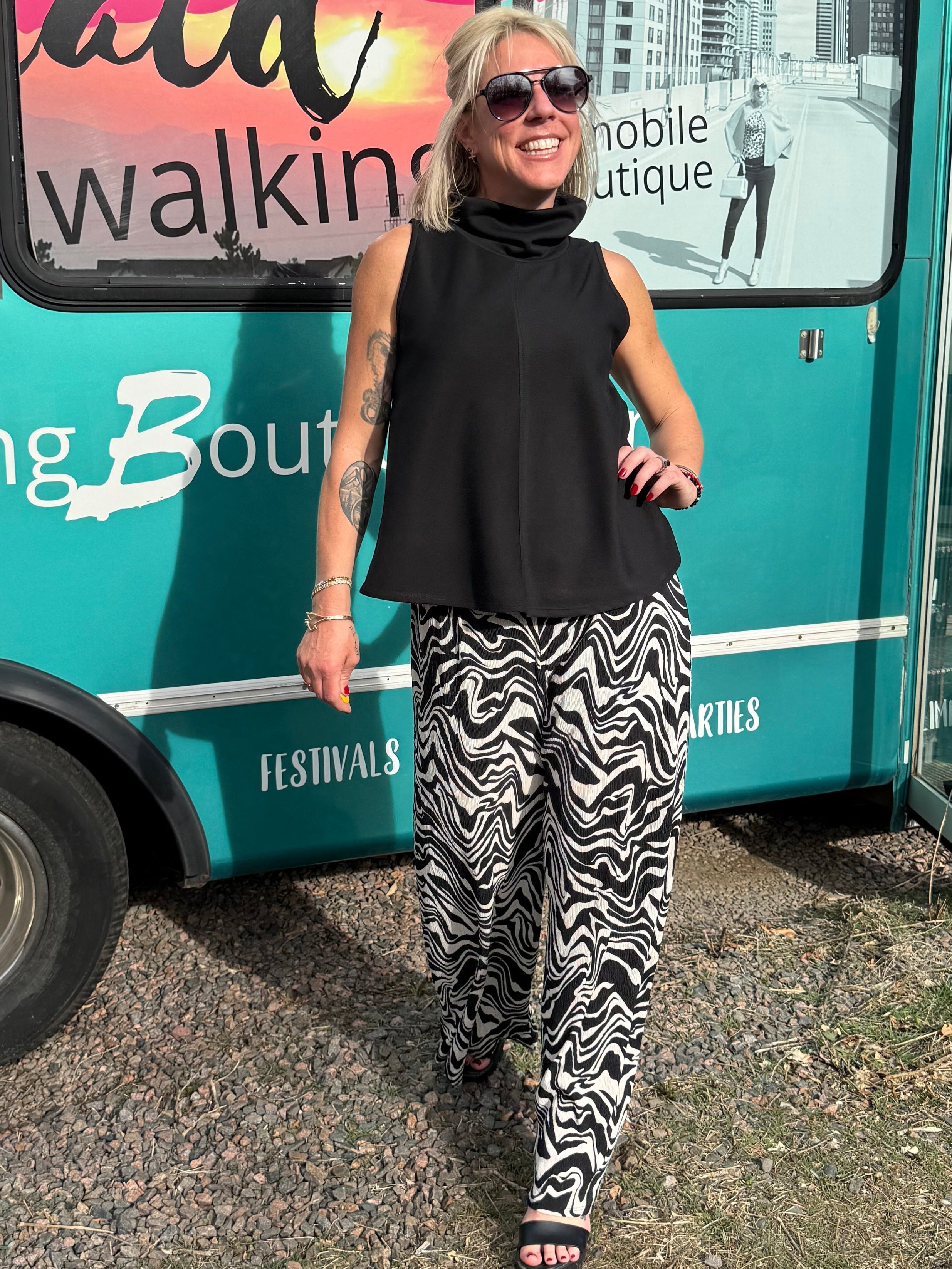 Parisa Scuba Turtleneck Tank in Black