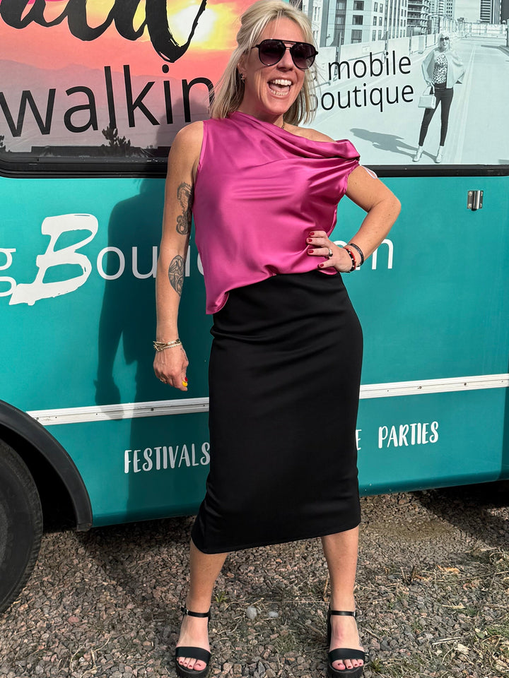 Sadie Silky Top in Magenta