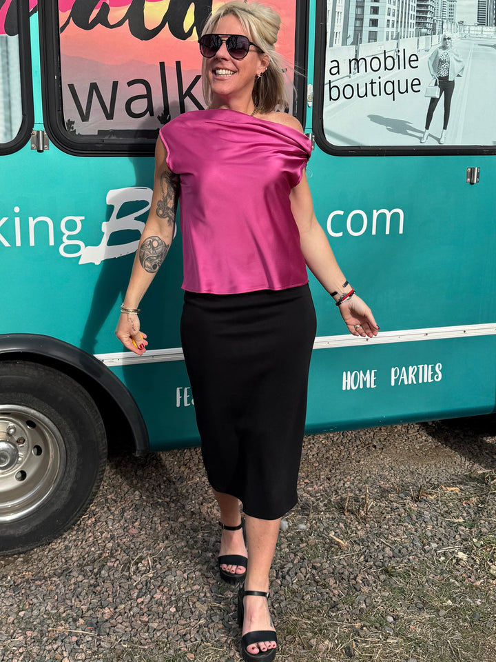 Sadie Silky Top in Magenta