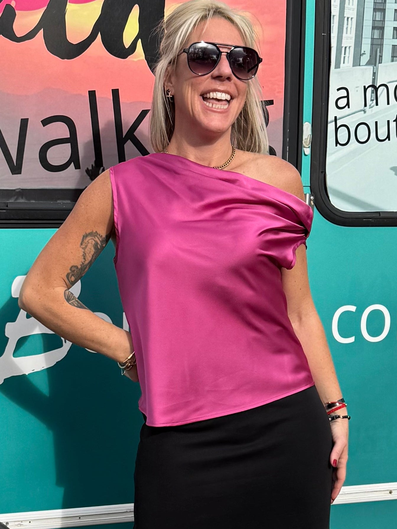 Sadie Silky Top in Magenta