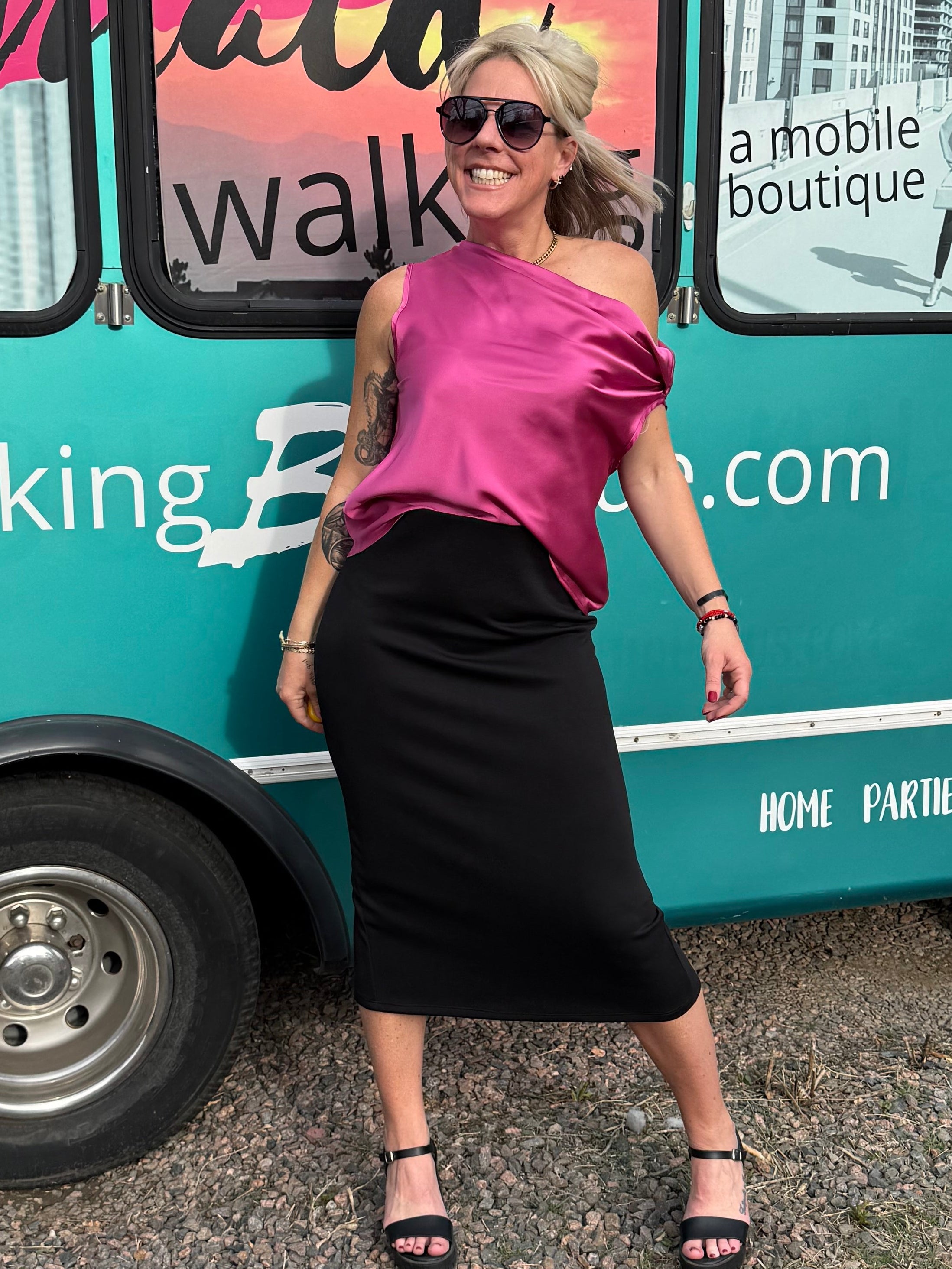 Sadie Silky Top in Magenta