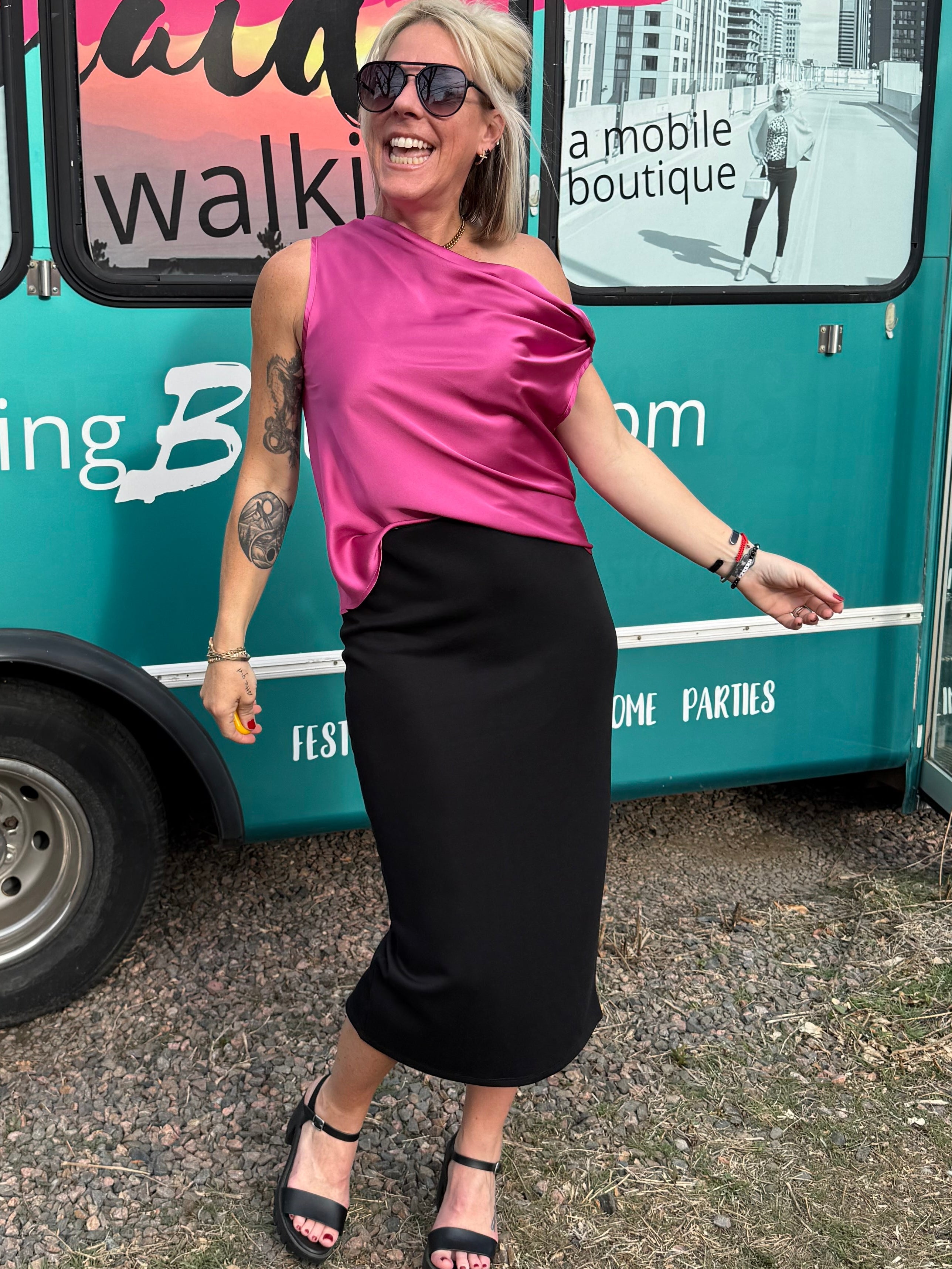 Sadie Silky Top in Magenta
