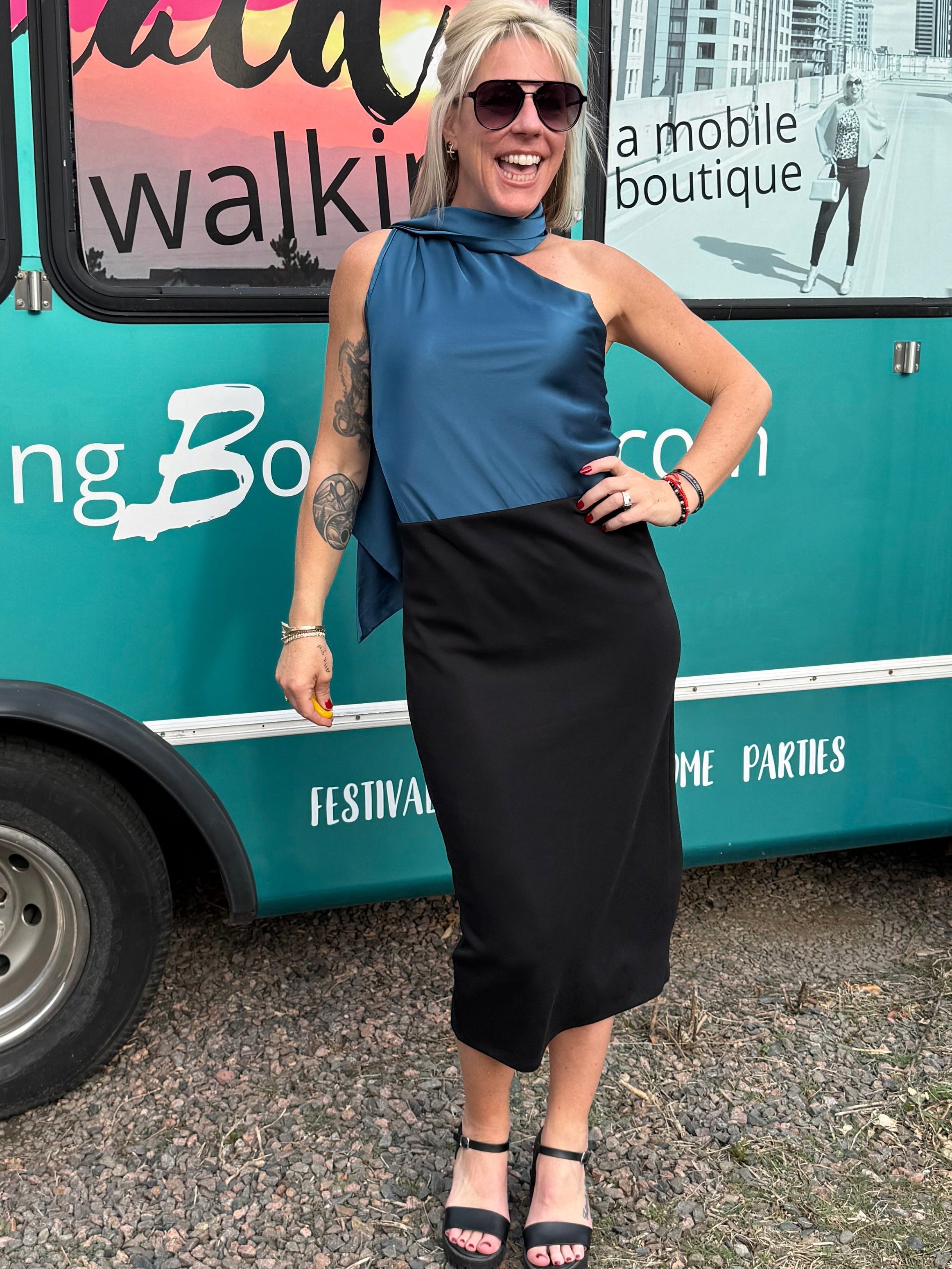 Scarlett Scarf Blouse in Teal