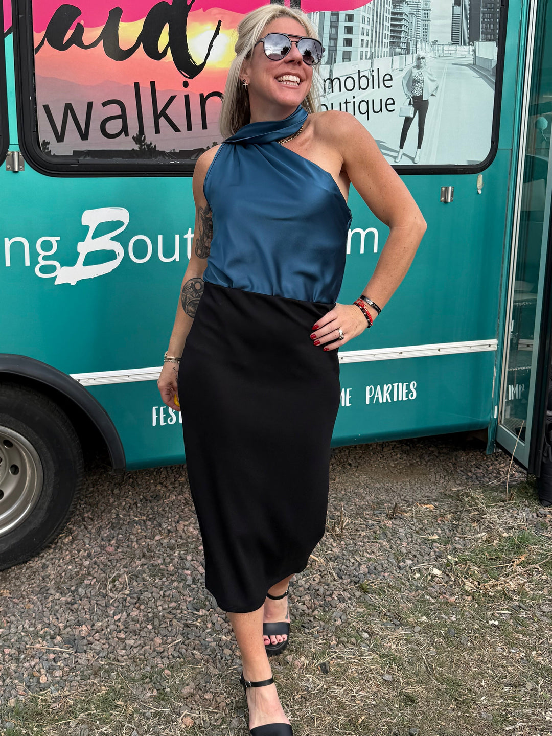 Scarlett Scarf Blouse in Teal
