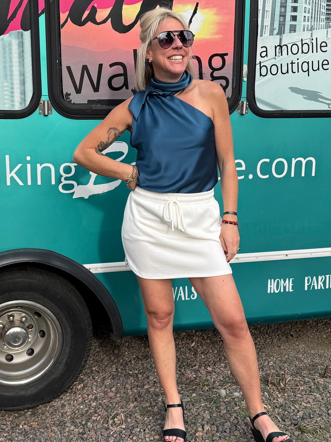 Scarlett Scarf Blouse in Teal