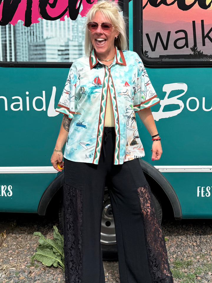 Treasure Map Button Up