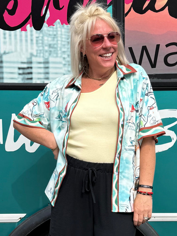 Treasure Map Button Up