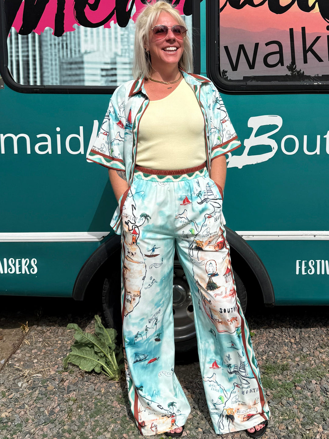Treasure Map Wide Leg Pants