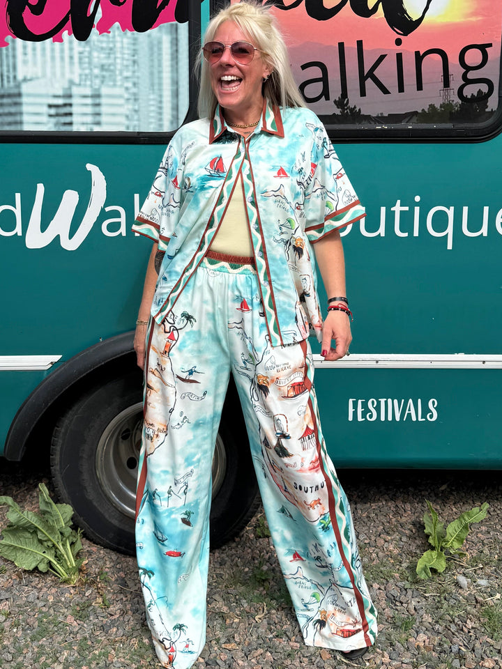 Treasure Map Button Up