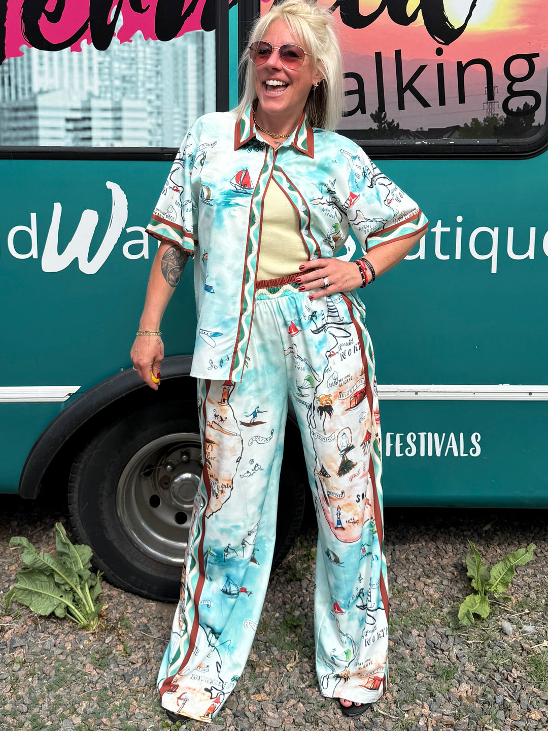 Treasure Map Button Up