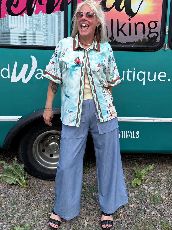 Treasure Map Button Up