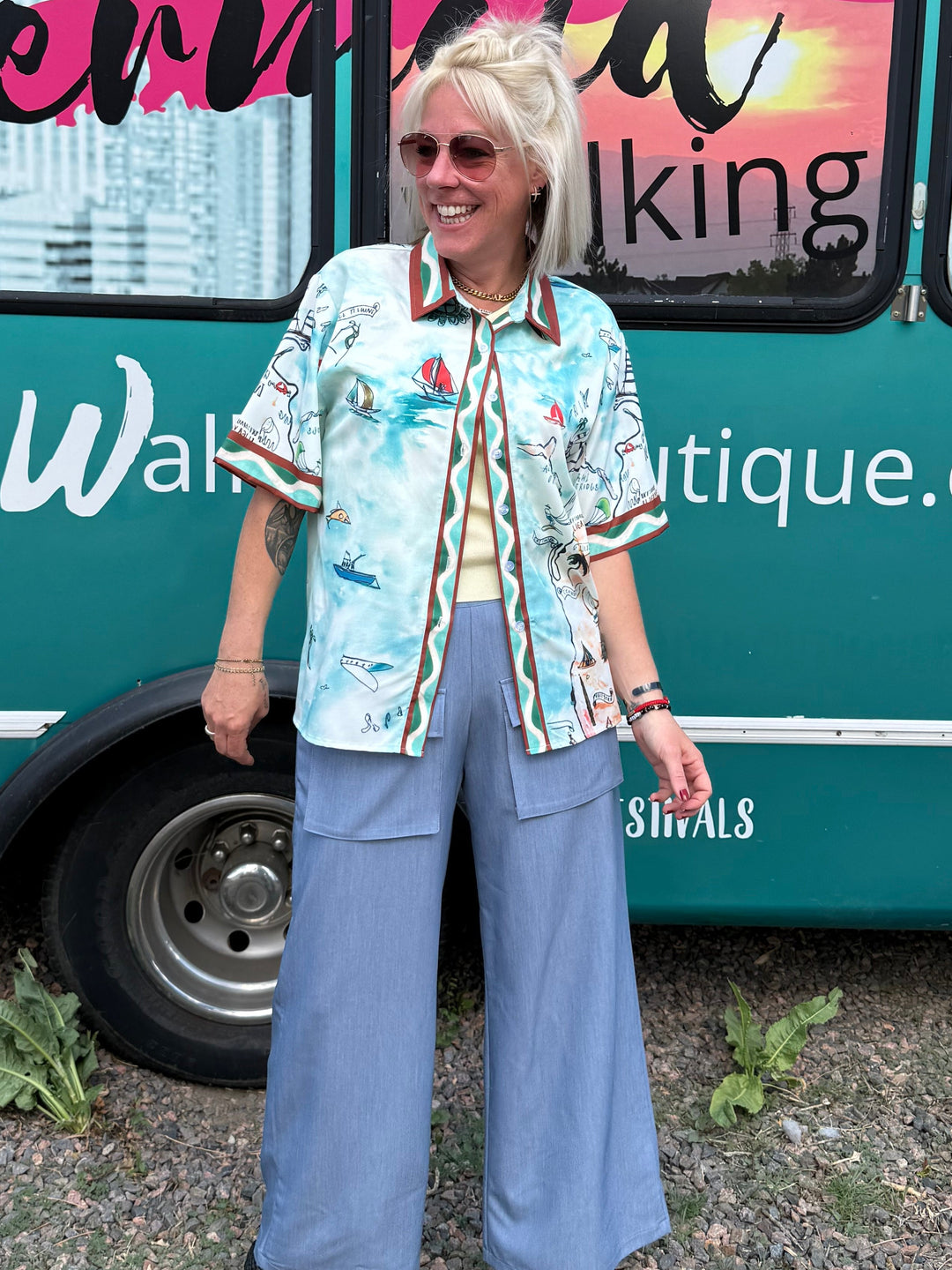 Treasure Map Button Up