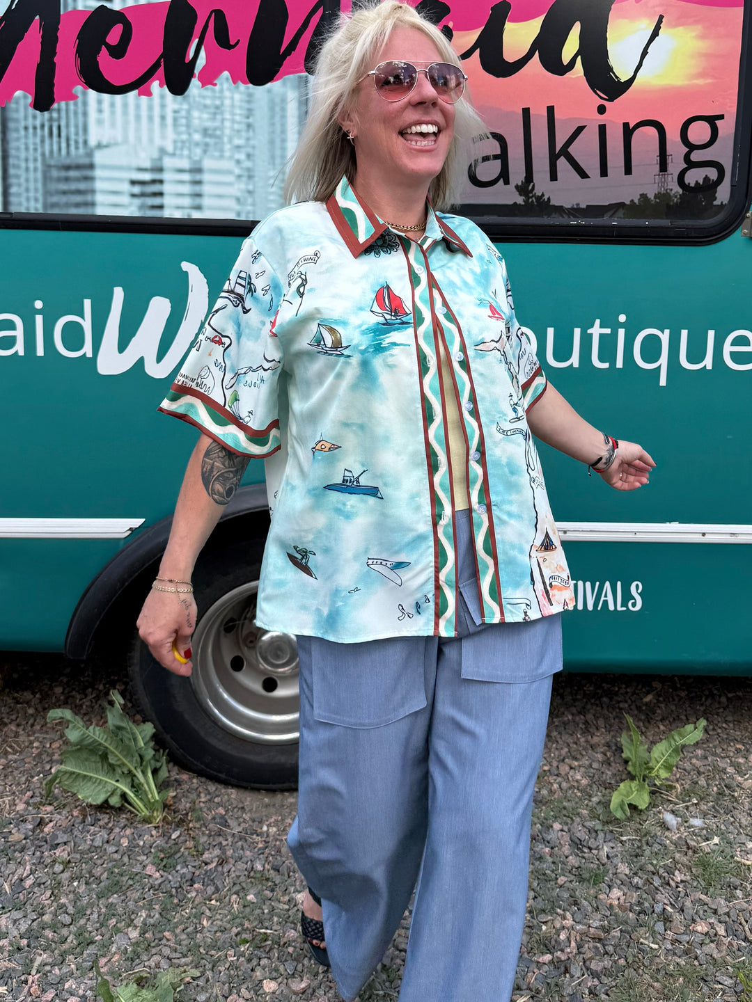 Treasure Map Button Up