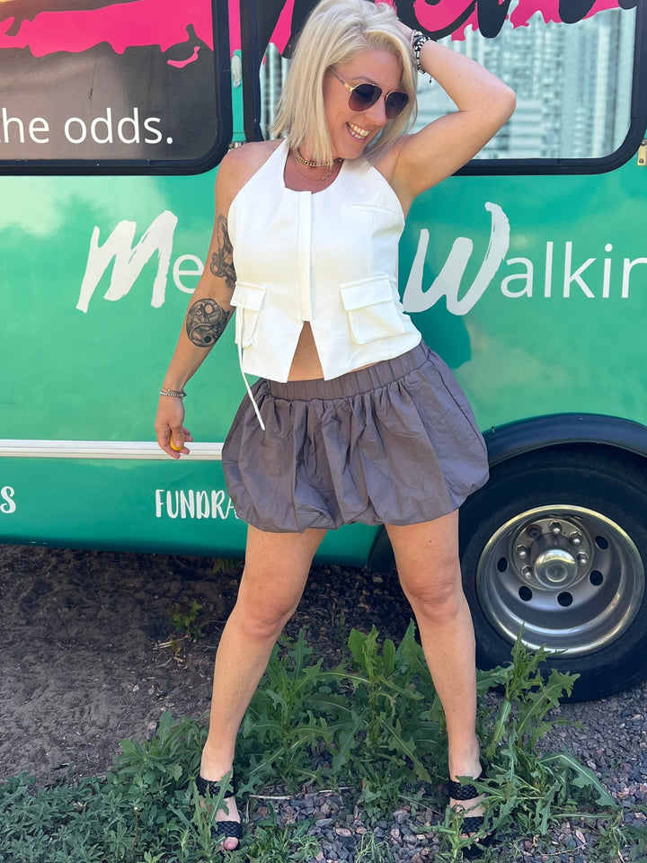 Grey Windbreaker Bubble Skort