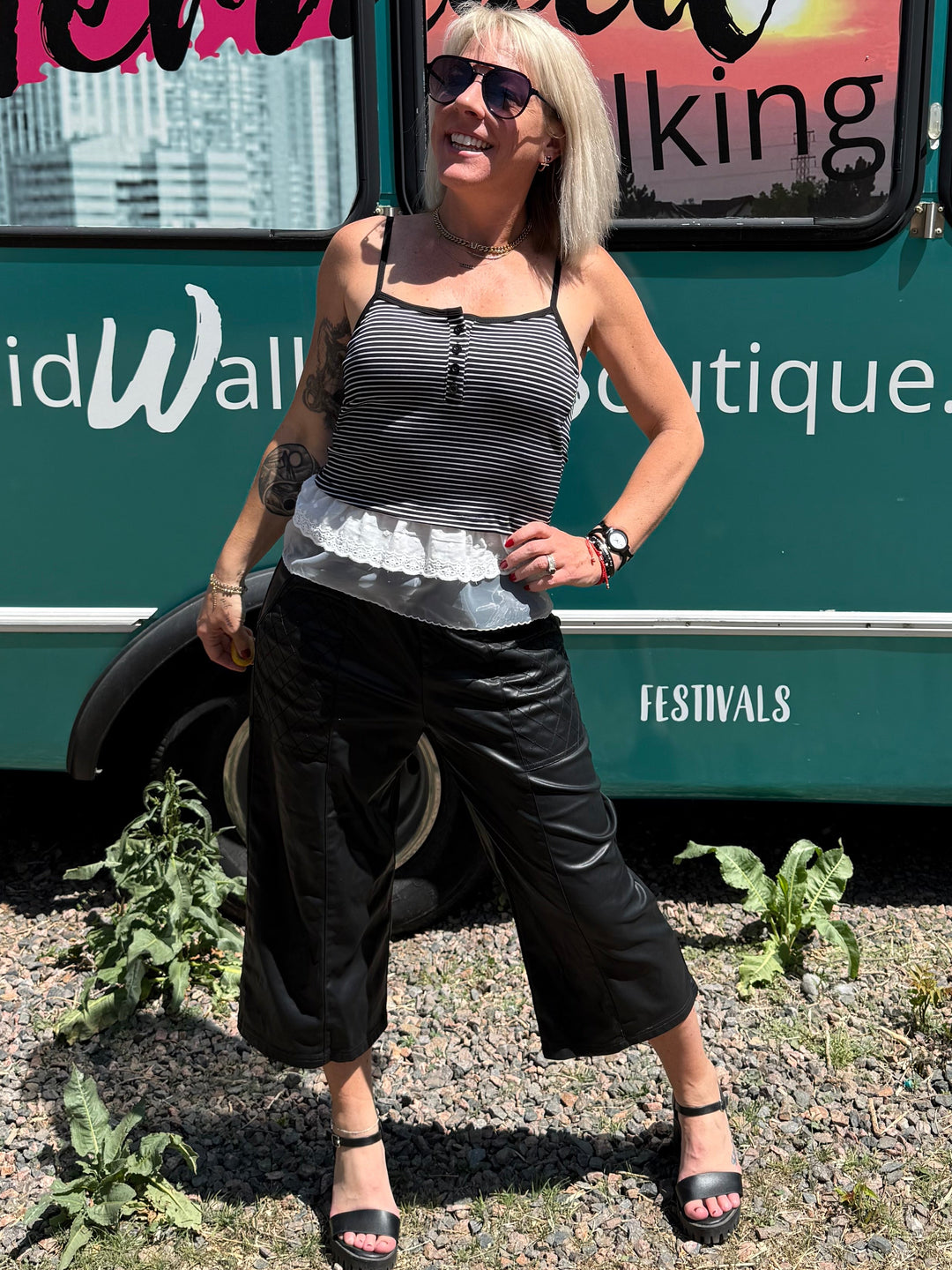 Leather Like Cropped Pants
