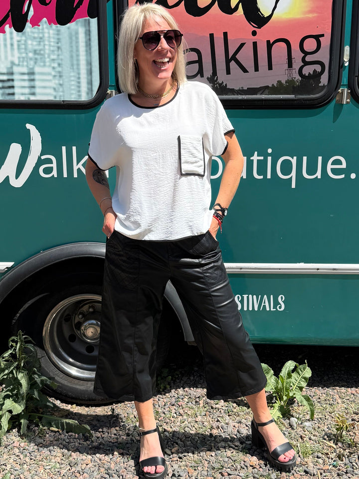 Leather Like Cropped Pants