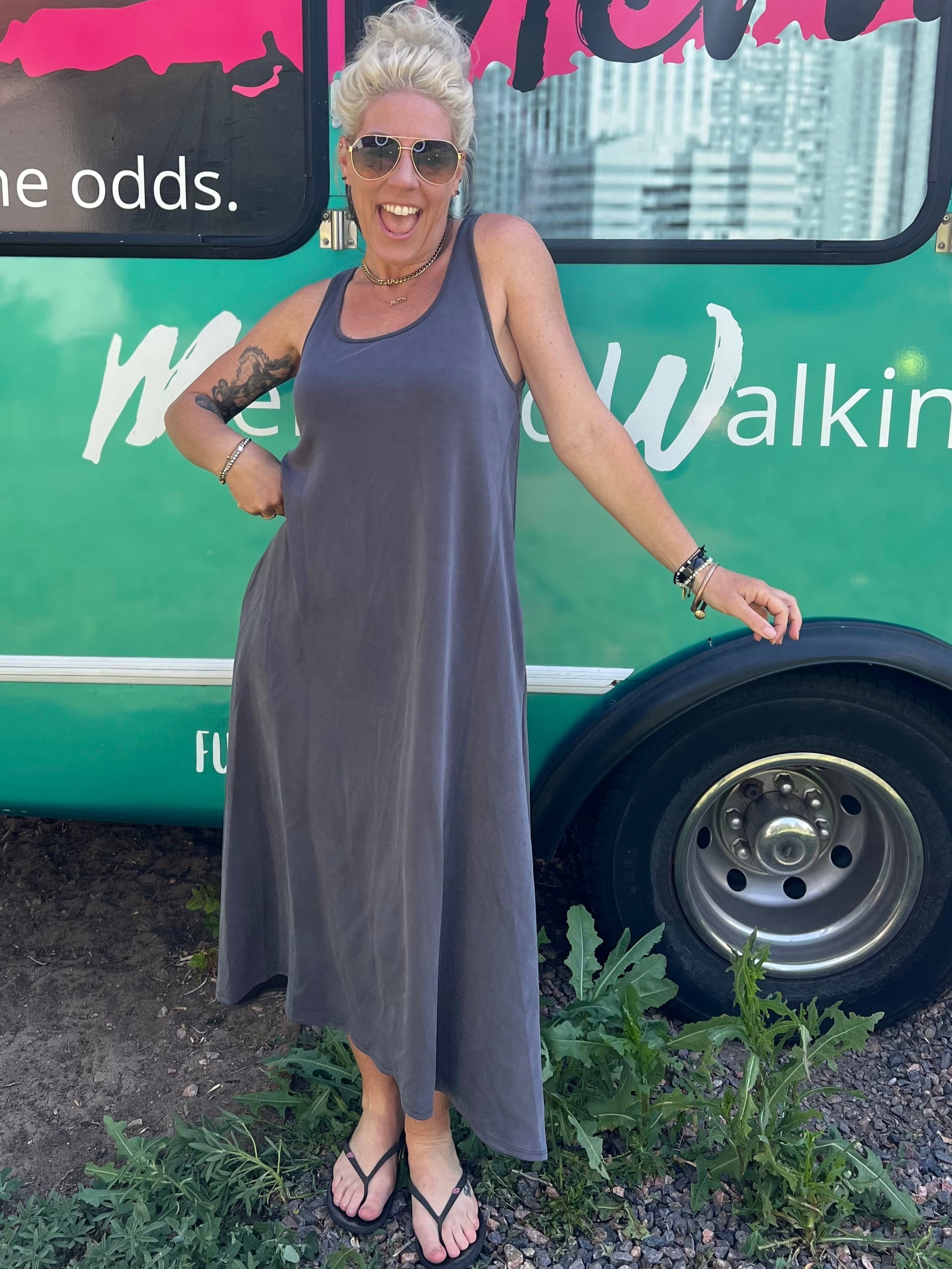 Sumptuous Swing Dress in Grey