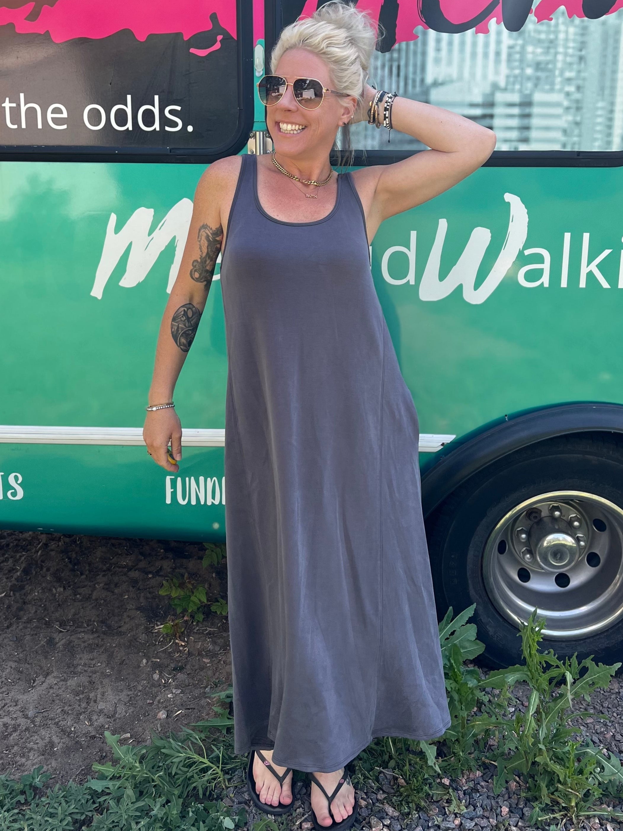Sumptuous Swing Dress in Grey