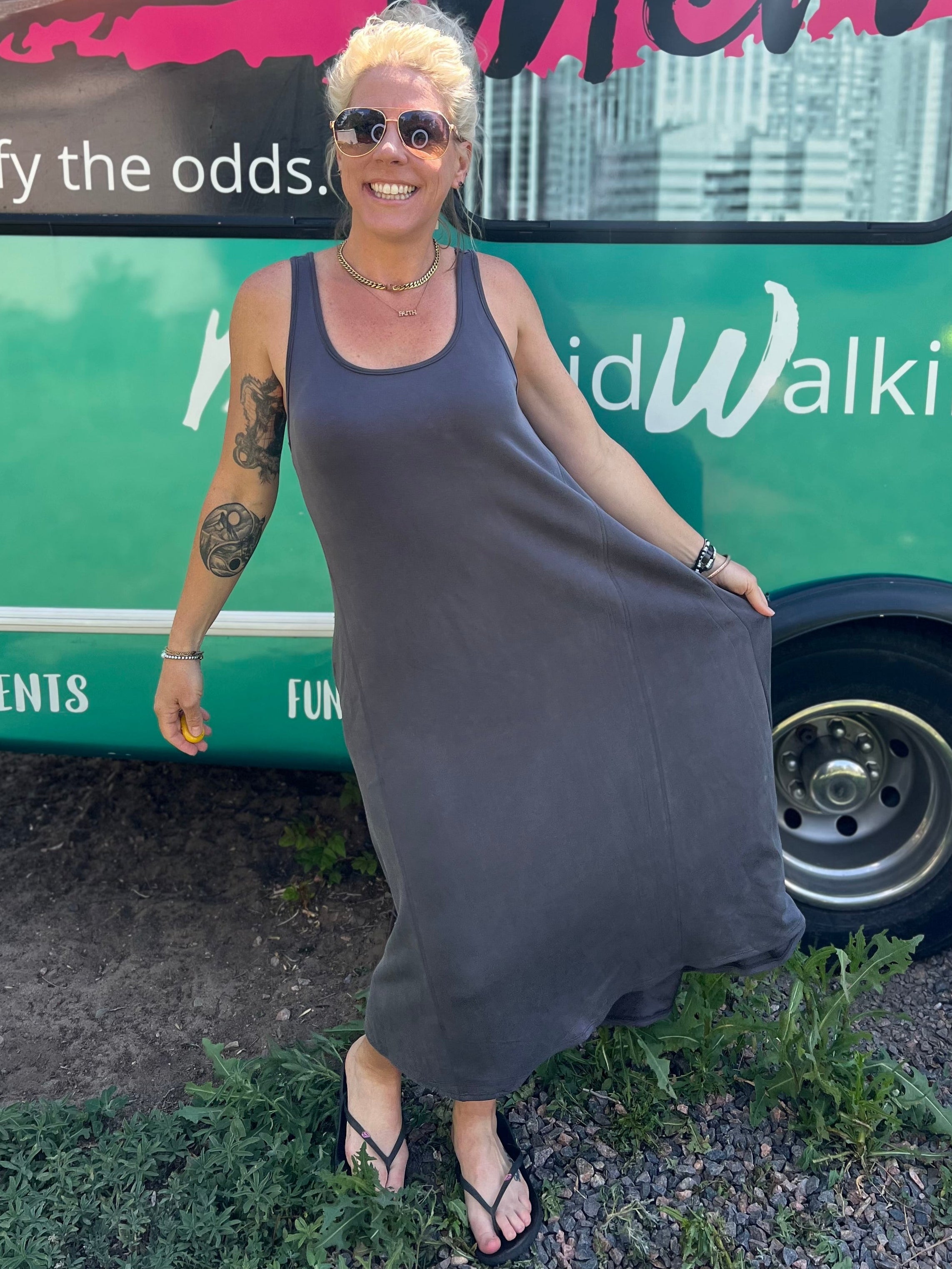 Sumptuous Swing Dress in Grey