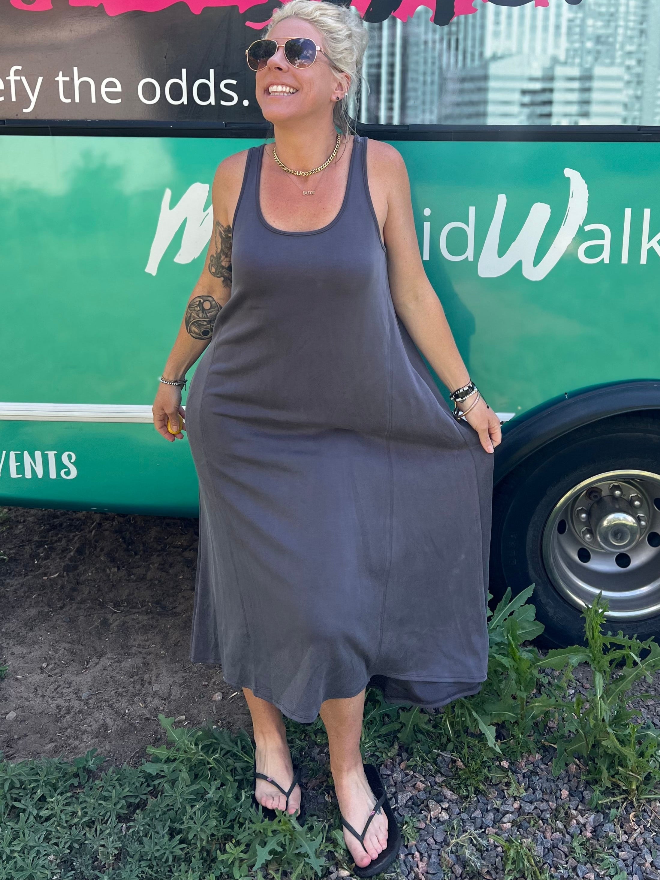 Sumptuous Swing Dress in Grey