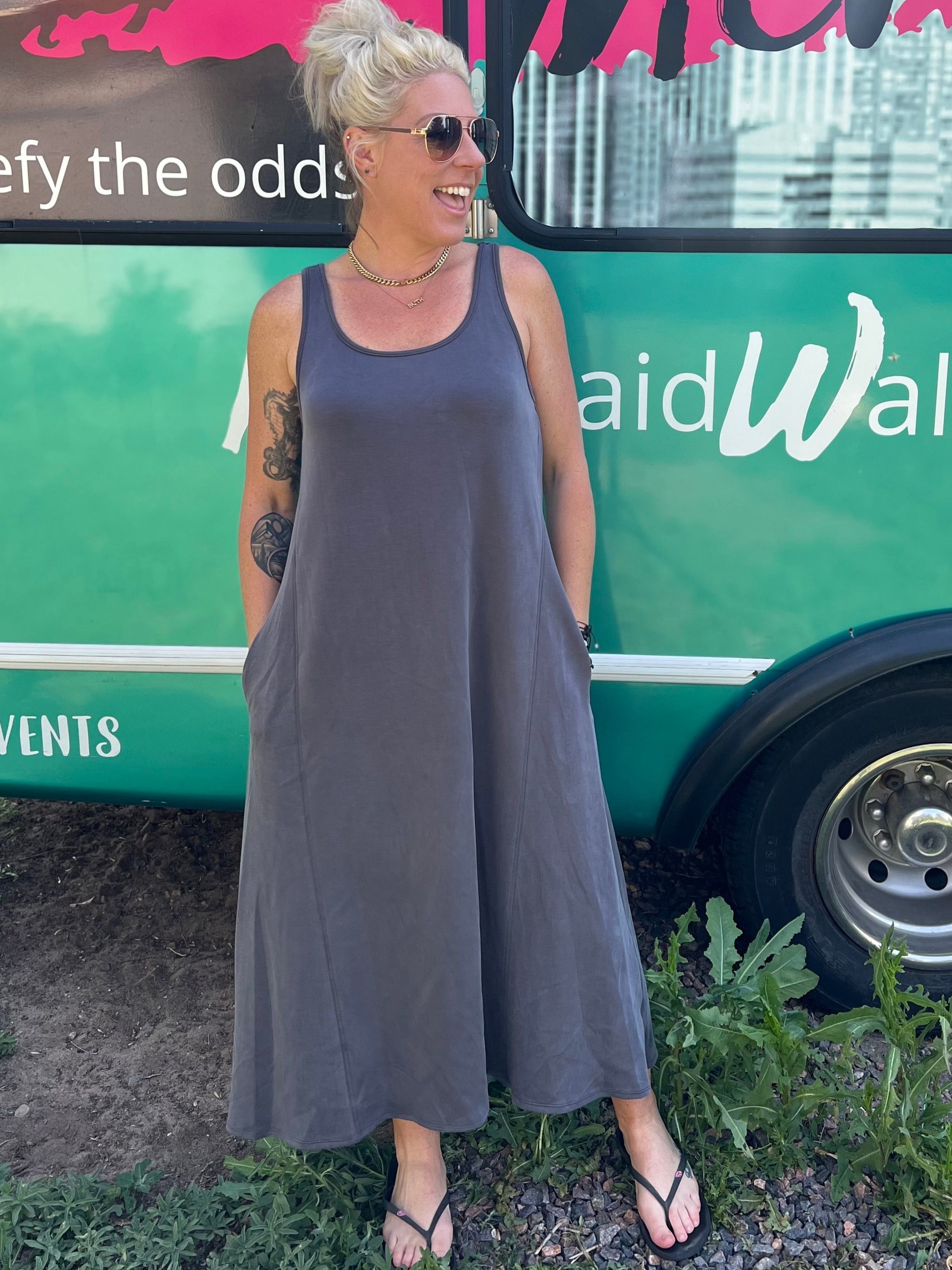 Sumptuous Swing Dress in Grey