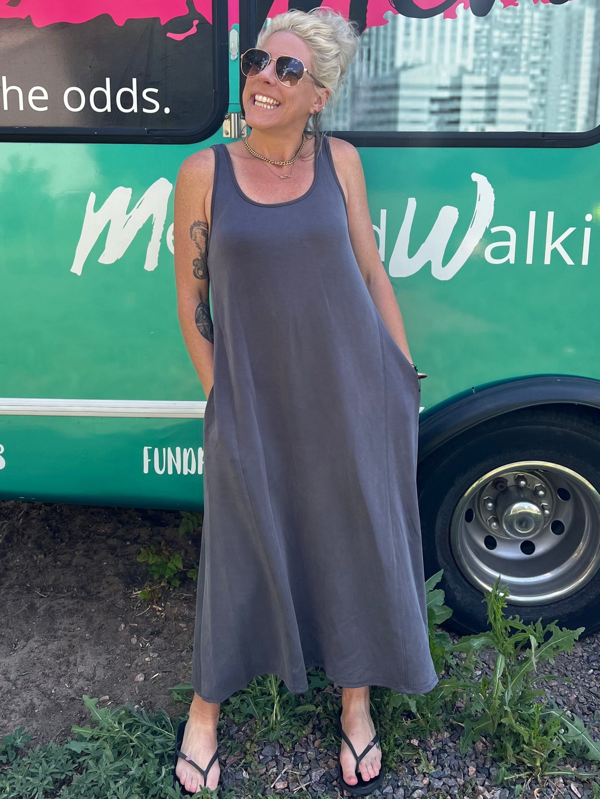 Sumptuous Swing Dress in Grey