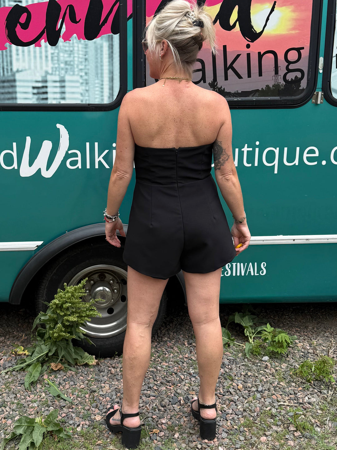 Ellis Island Romper in Black